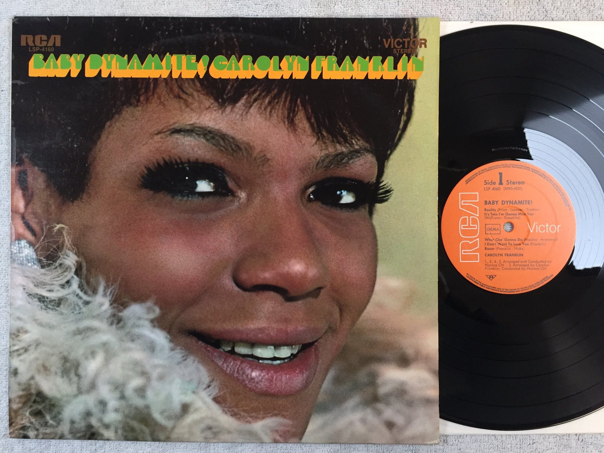 Omslagsbild för skivan CAROLYN FRANKLIN baby dynamite LP -69 Ger RCA LSP-4160