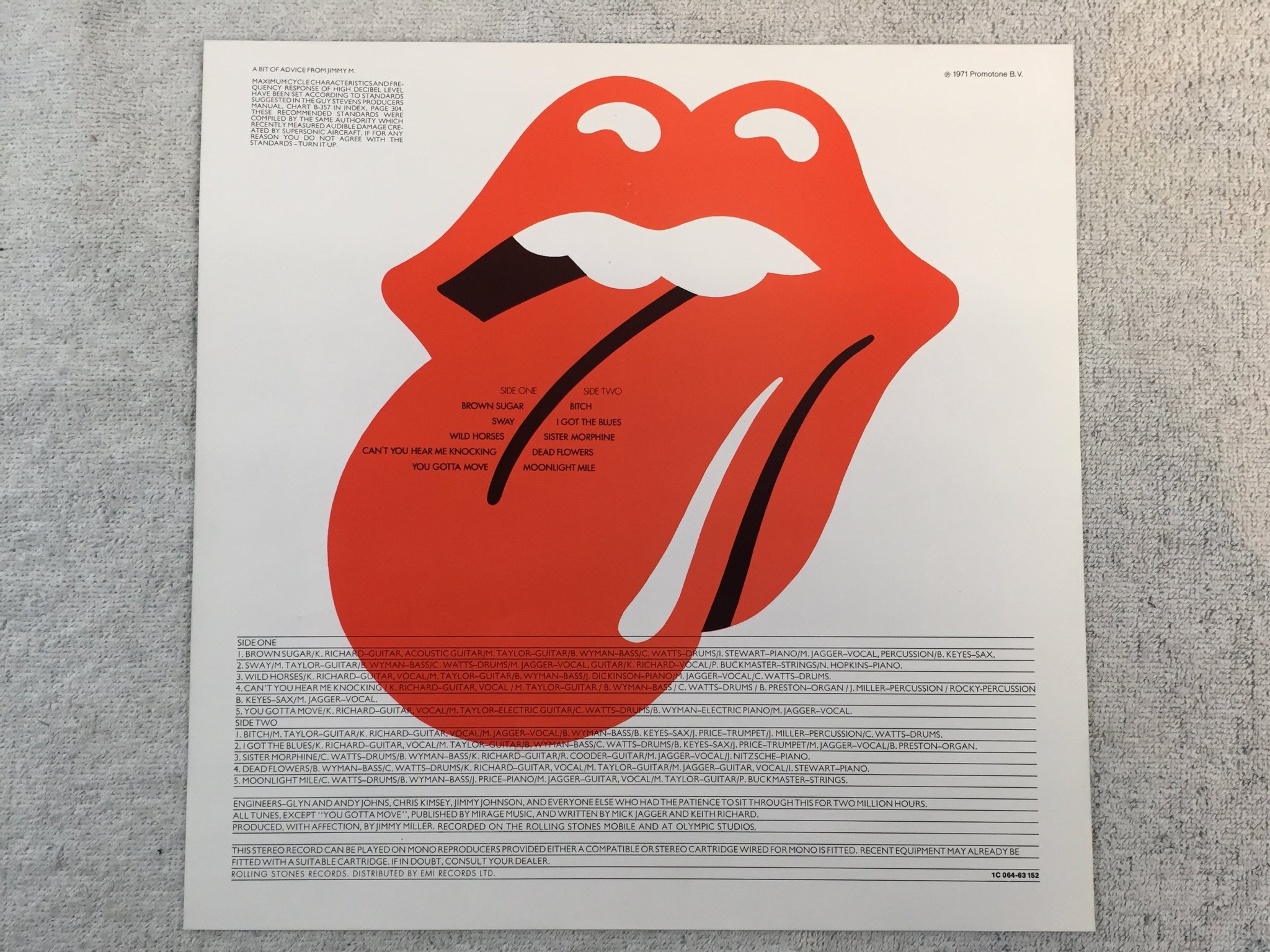 Omslagsbild för skivan THE ROLLING STONES sticky fingers LP GEMA 1C 064-63152 Andy Warhol cover art