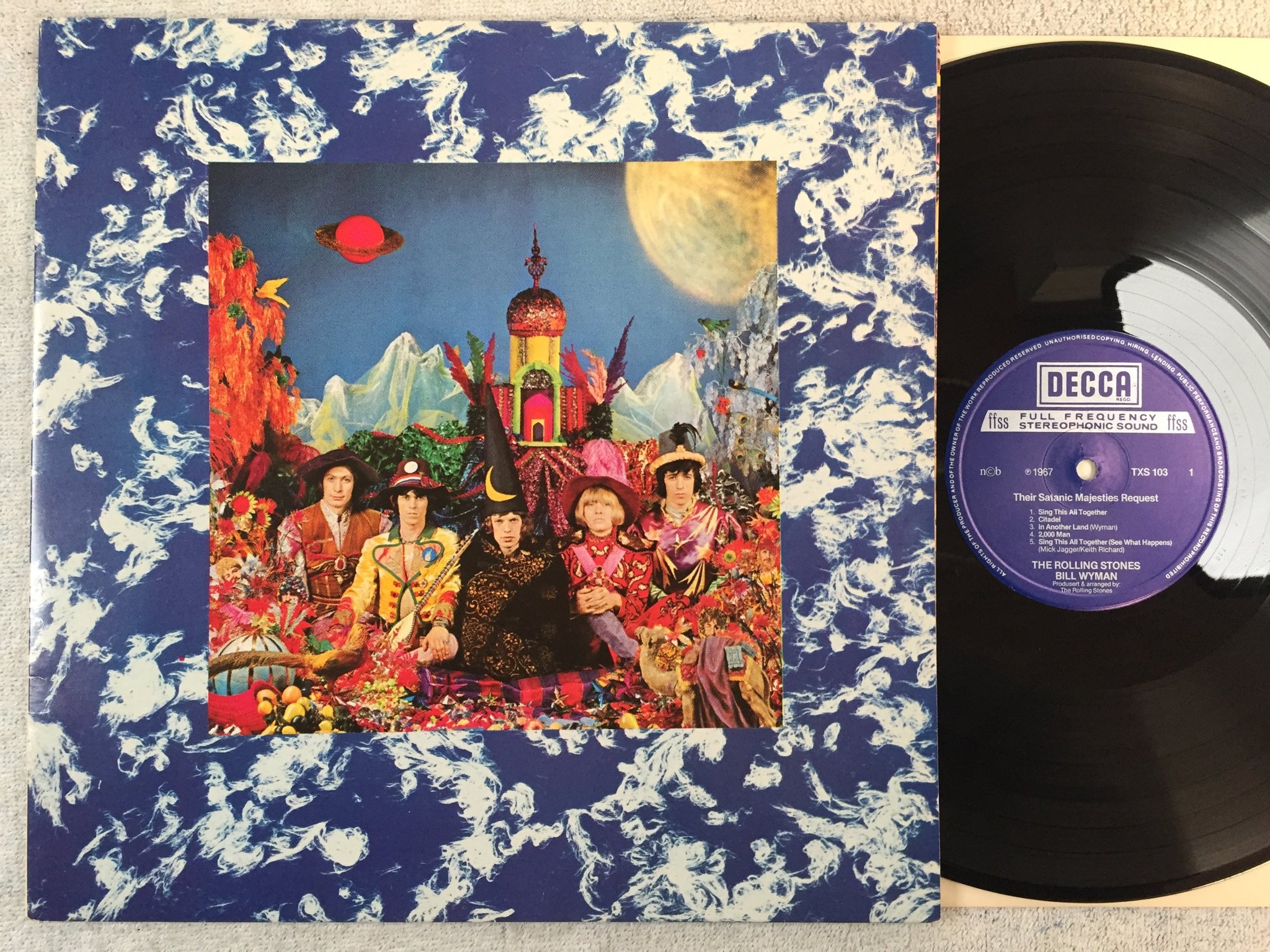 Omslagsbild för skivan THE ROLLING STONES their satanic majesties request LP re ncb DECCA TXS 103