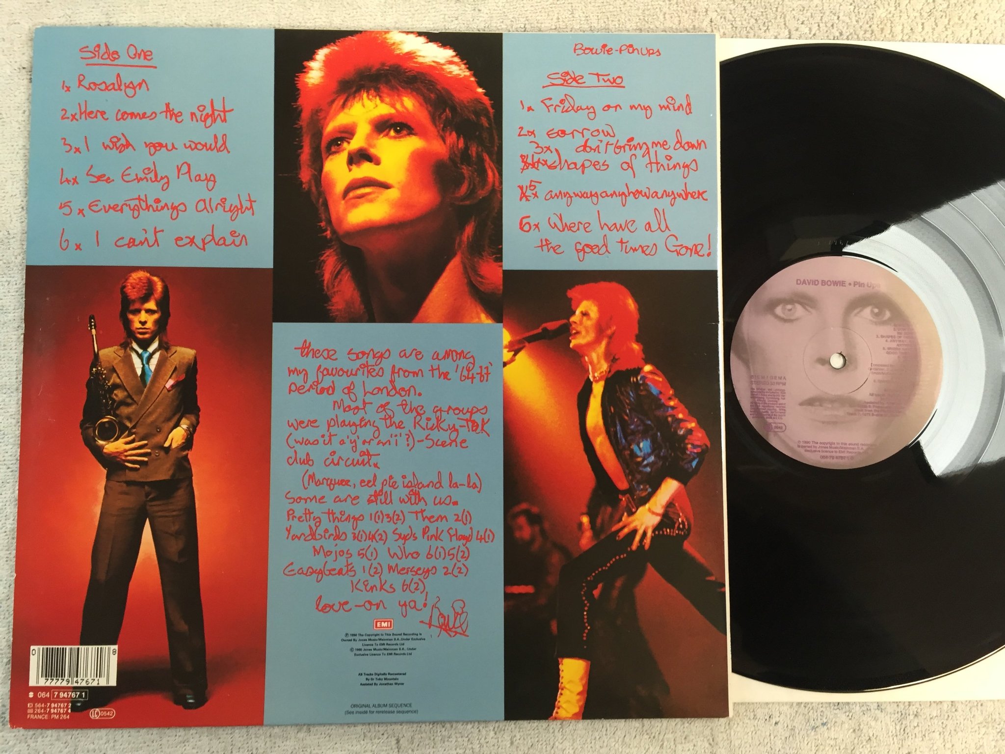 Omslagsbild för skivan DAVID BOWIE pin ups LP re EUR EMI 064-7 94767 1