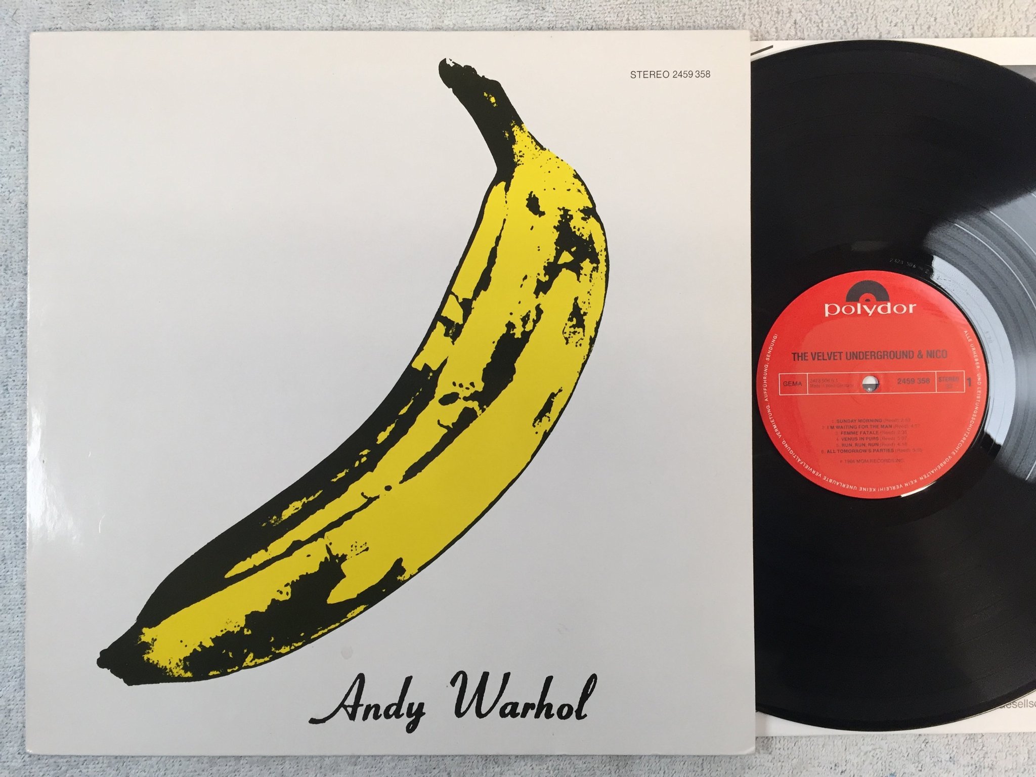 Omslagsbild för skivan THE VELVET UNDERGROUND & NICO LP re Ger POLYDOR 2459358 Andy Warhol