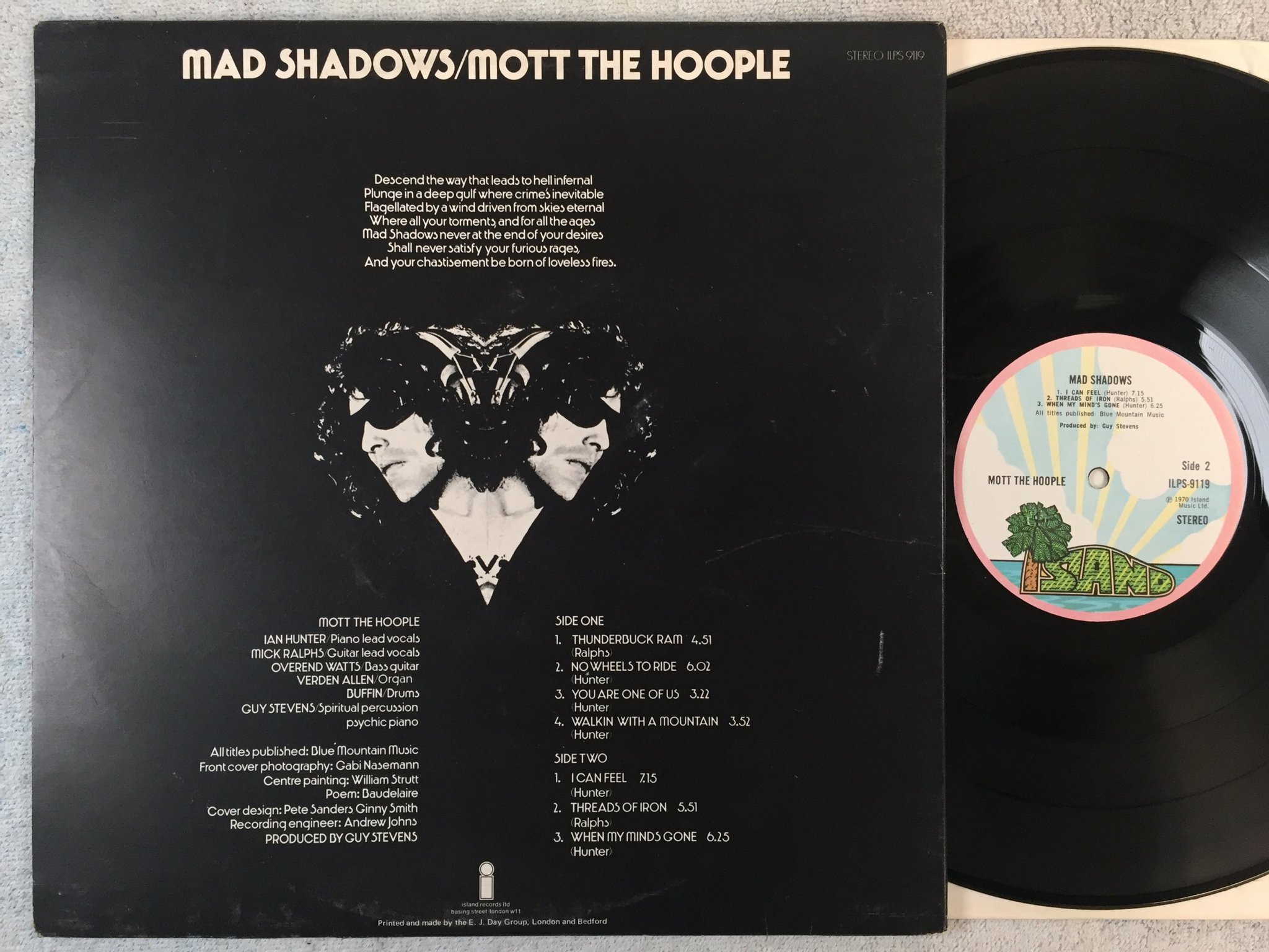 Omslagsbild för skivan MOTT THE HOOPLE  mad shadows LP -70 UK ISLAND ILPS 9119