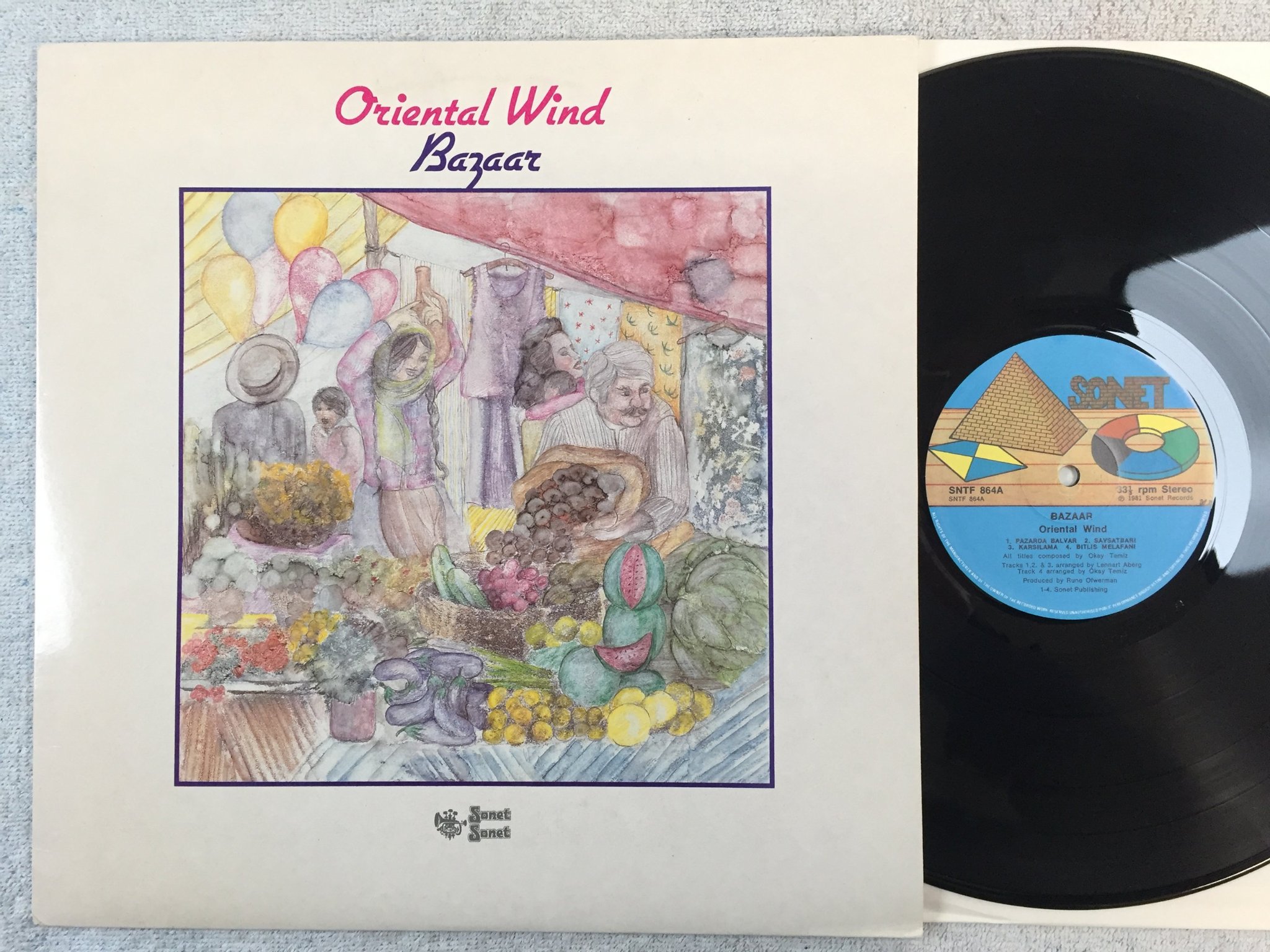 Omslagsbild för skivan ORINTAL WIND bazaar LP -81 UK SONET SNTF 864