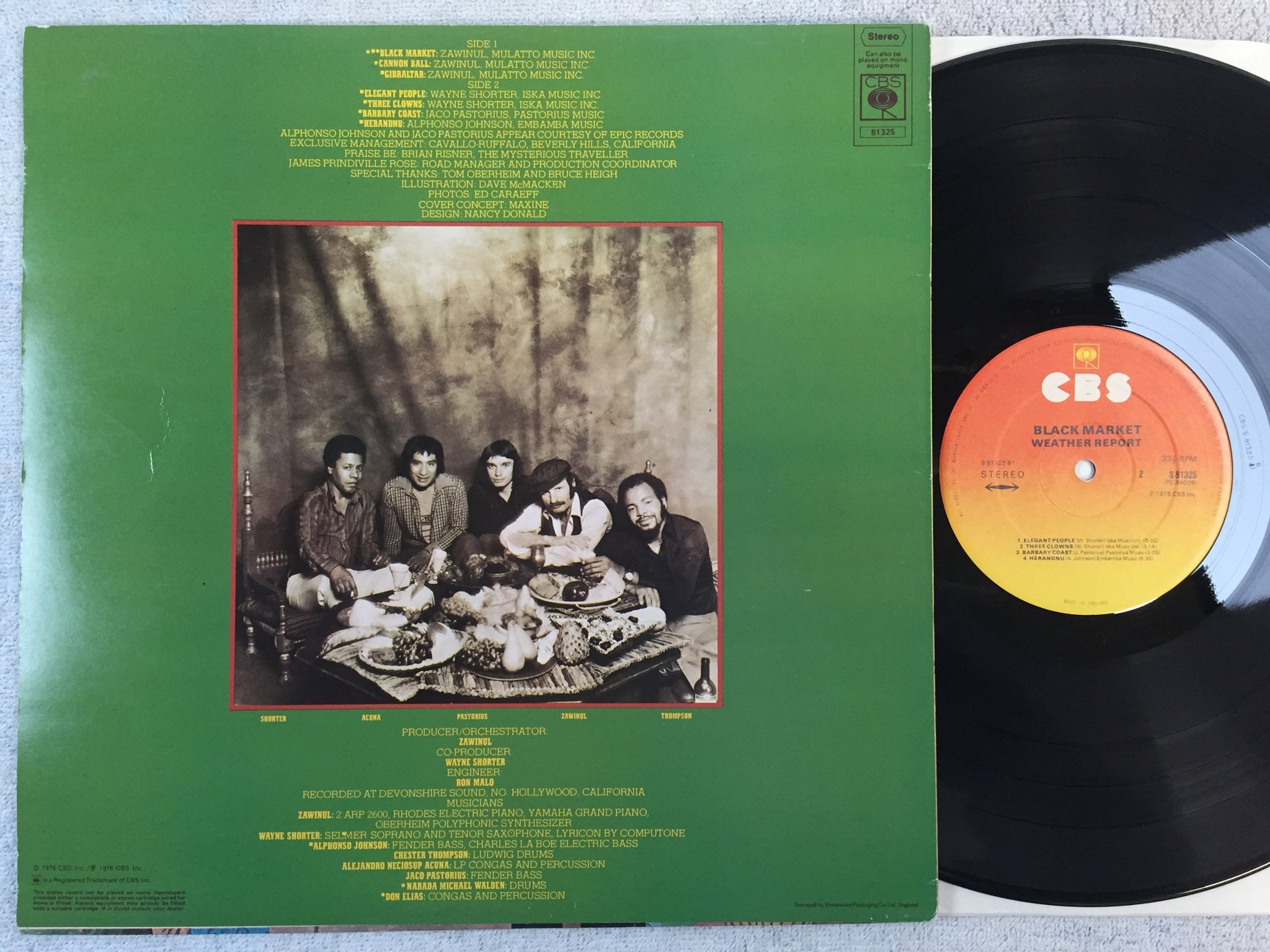 Omslagsbild för skivan WEATHER REPORT black market LP -76 UK CBS S 81325