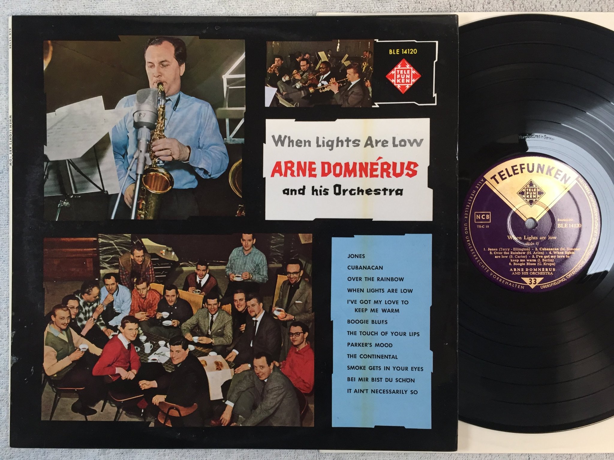Omslagsbild för skivan ARNE DOMNERUS when lights are low LP -59 Ger TELEFUNKEN BLE 14120