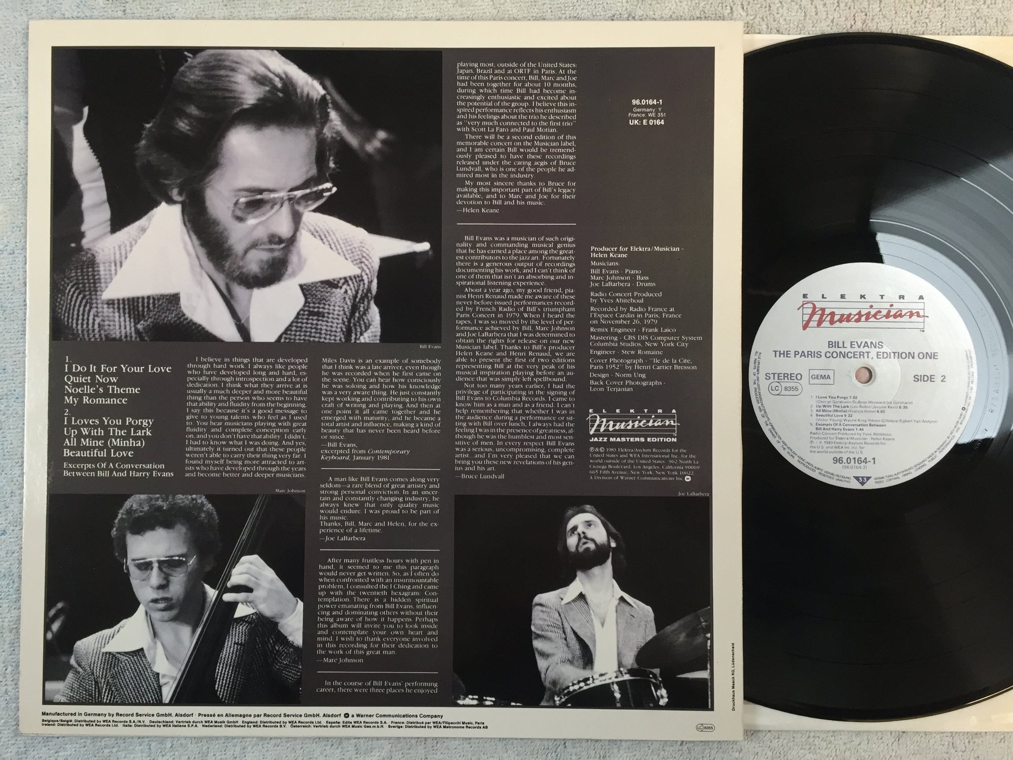 Omslagsbild för skivan BILL EVANS the Paris concert LP -83 Ger ELEKTRA MUSICIAN 960164-1