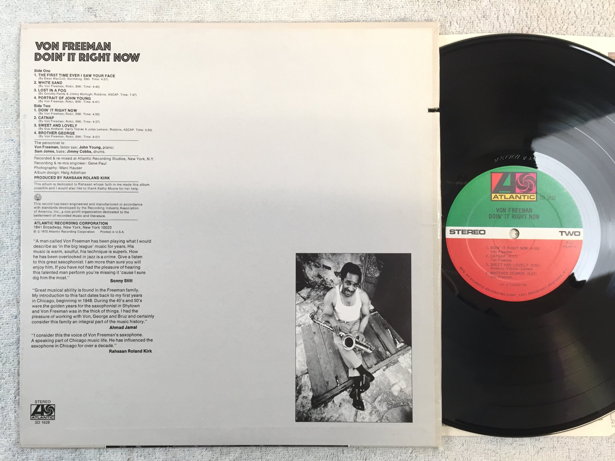 Omslagsbild för skivan VON FREEMAN doin it right now LP -72 US ATLANTIC SD 1628