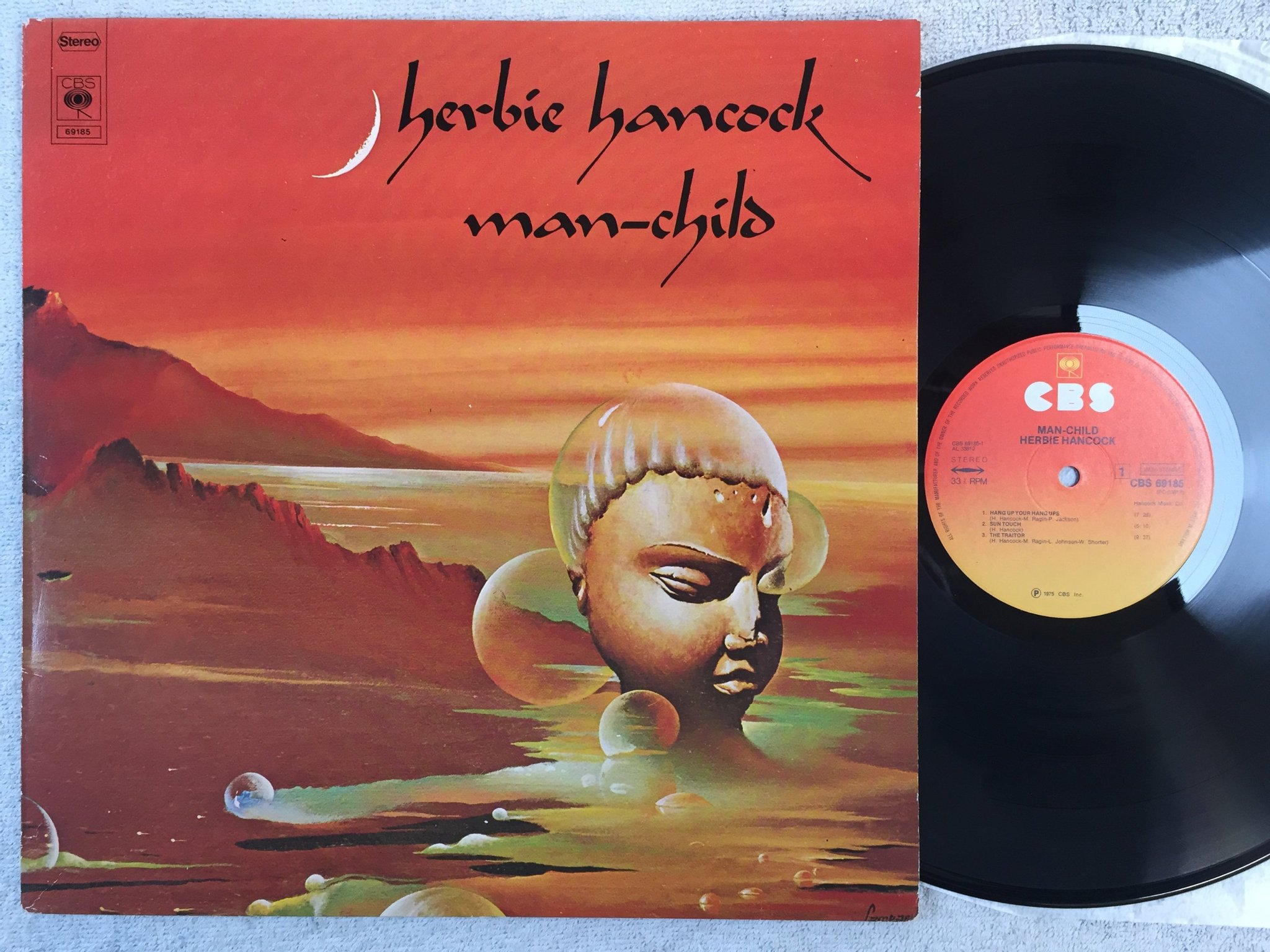 Omslagsbild för skivan HERBIE HANCOCK man-child LP -75 Hol CBS 69185