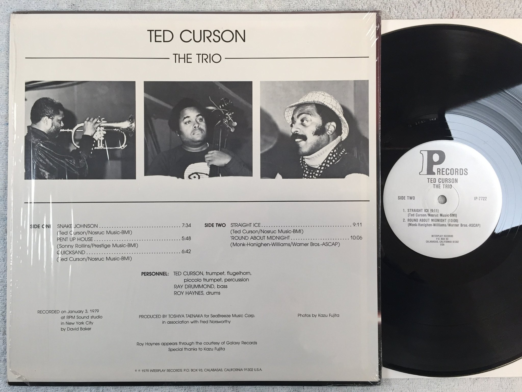Omslagsbild för skivan TED CURSON the trio LP -79 US INTERPLAY IP-7722