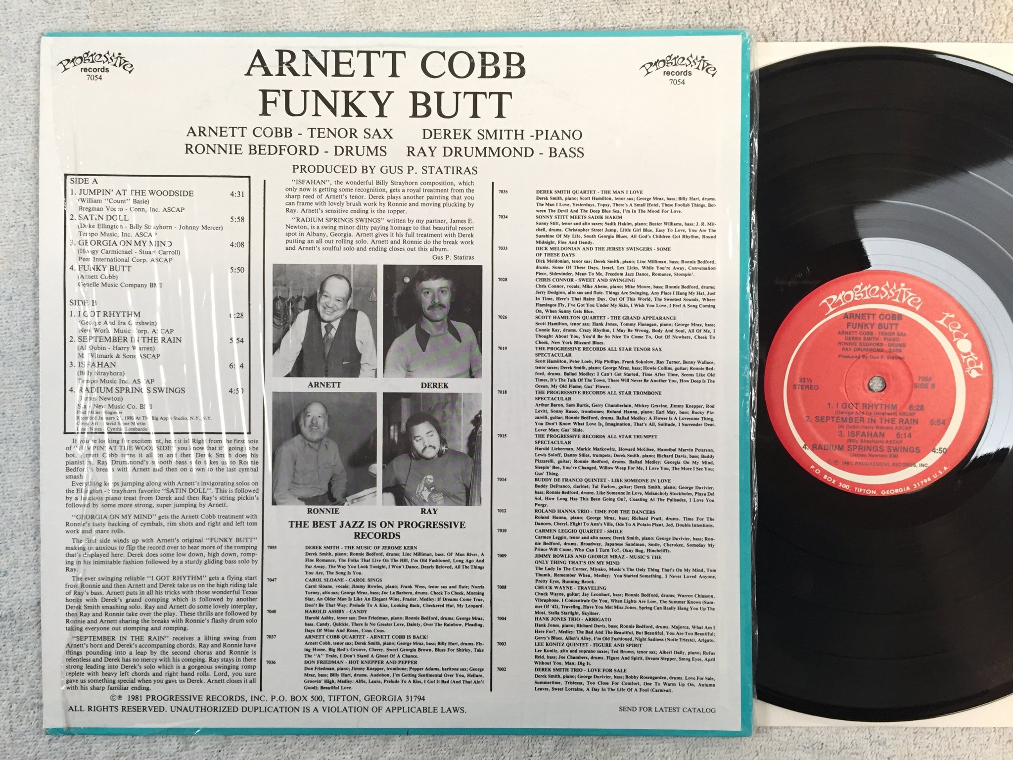 Omslagsbild för skivan ARNETT COBB funky butt LP -81 US PROGRESSIVE 7054