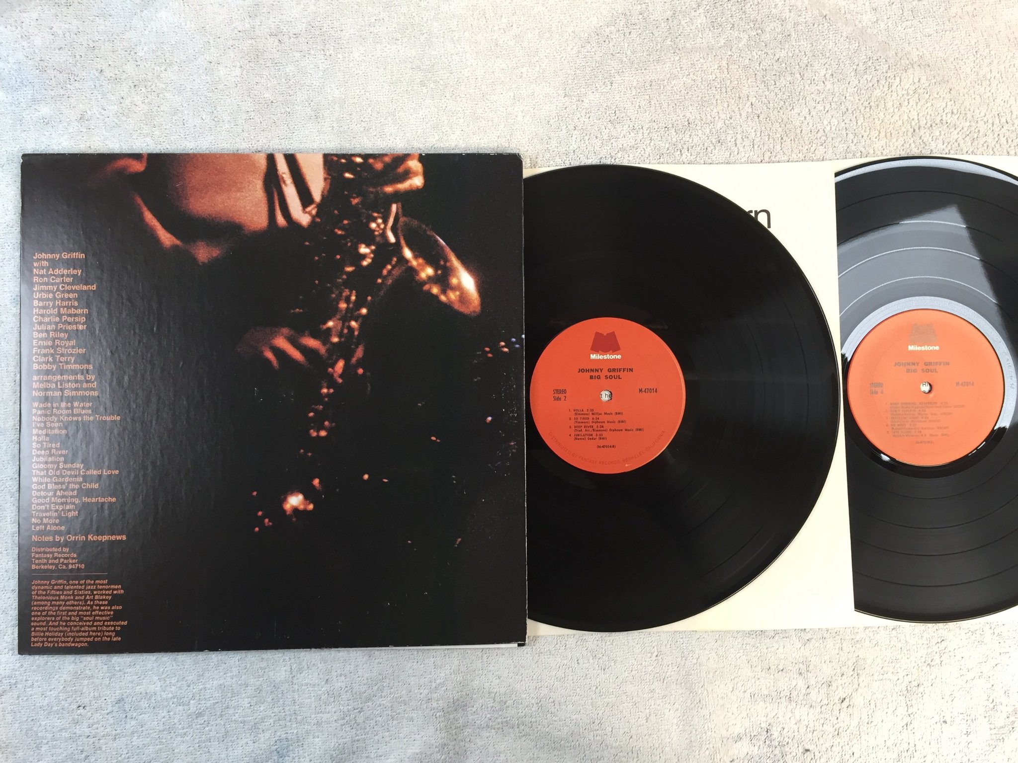 Omslagsbild för skivan JOHNNY GRIFFIN big soul 2xLP US MILESTONES M-47014