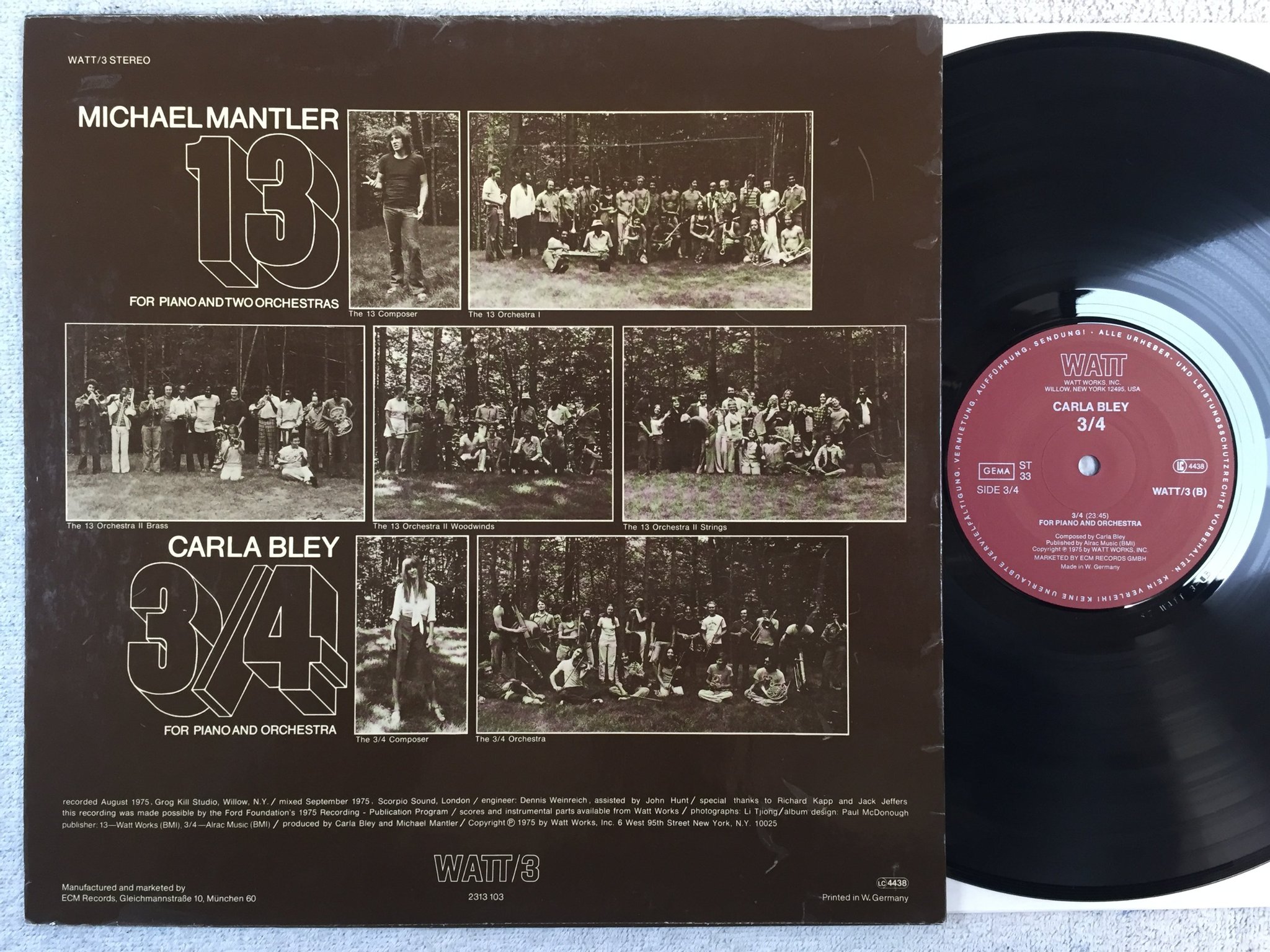 Omslagsbild för skivan CARLA BLEY 3/4 LP -75 Ger WATT/3