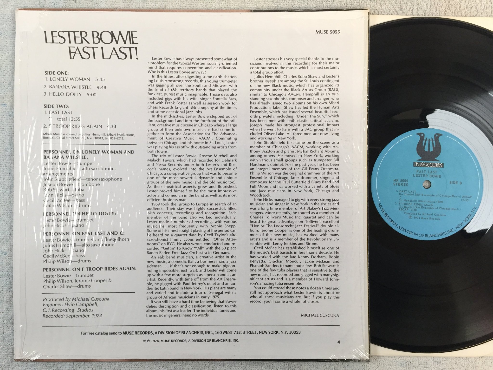 Omslagsbild för skivan LESTER BOWIE fast last LP -74 US MUSE MR 5055