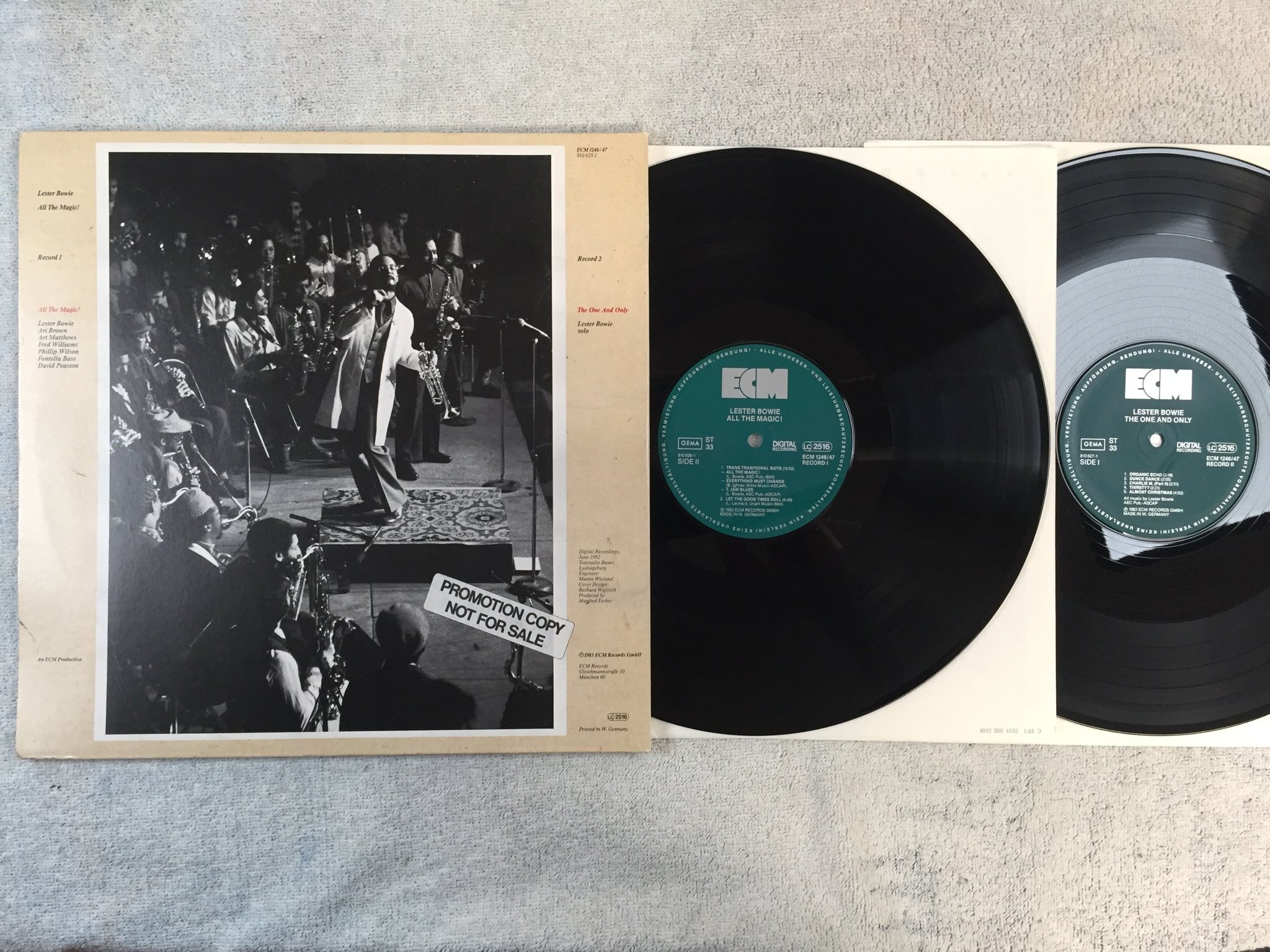 Omslagsbild för skivan LESTER BOWIE the one and only 2xLP -83 Ger ECM 1246/47
