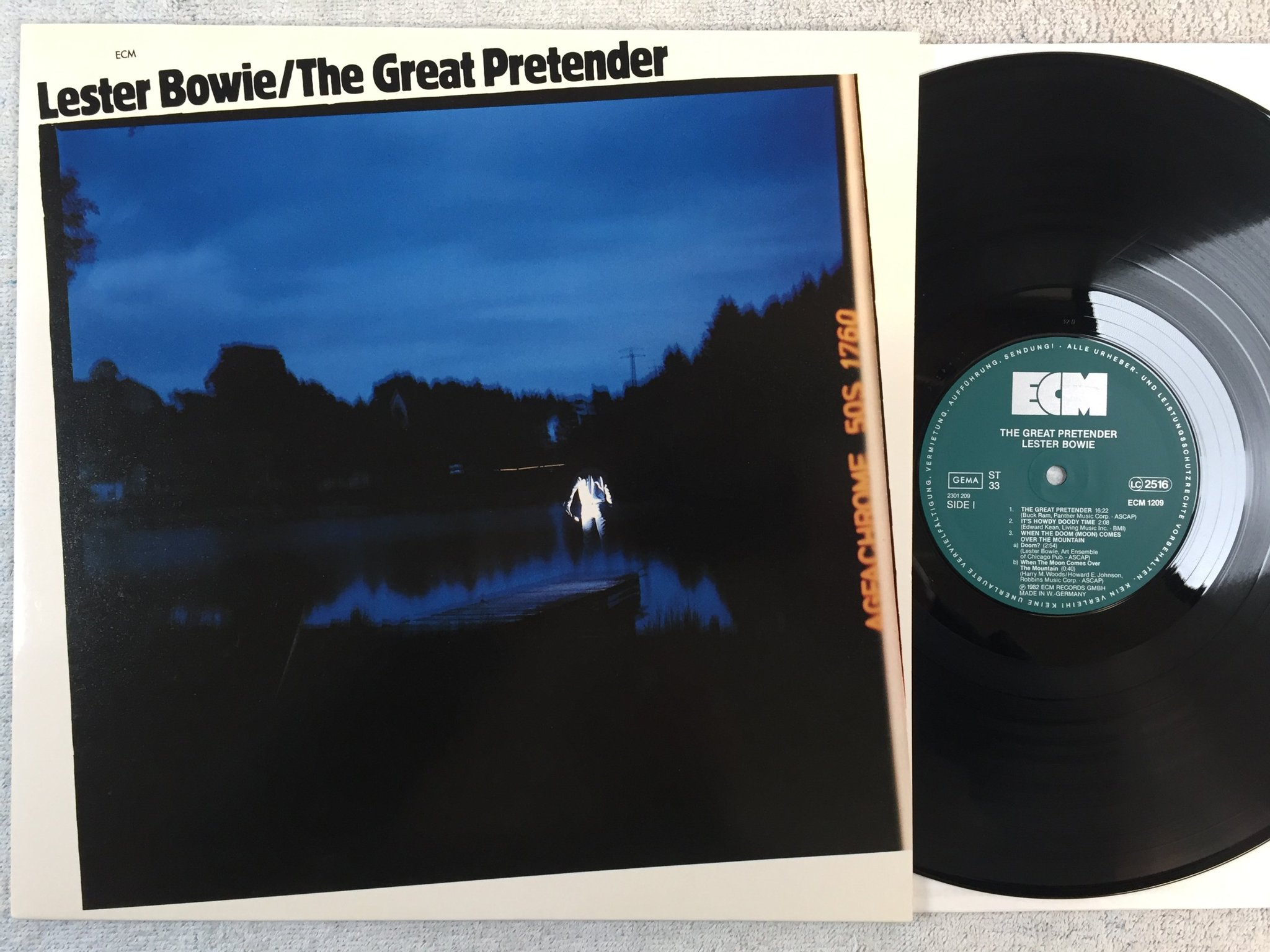 Omslagsbild för skivan LESTER BOWIE the great pretender LP -82 Ger ECM 1209