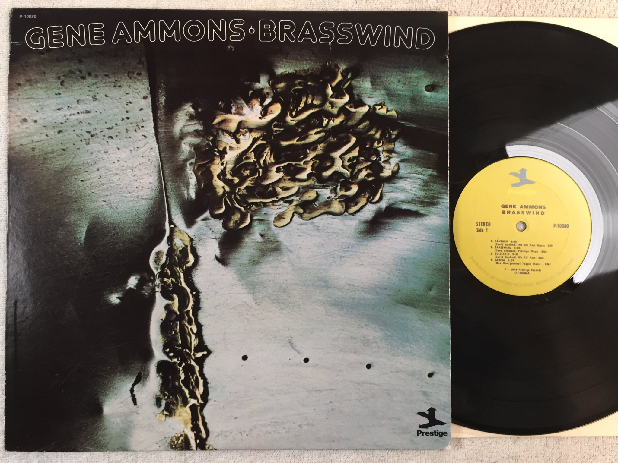 Omslagsbild för skivan GENE AMMONS brasswind LP -74 US PRESTIGE P-10080