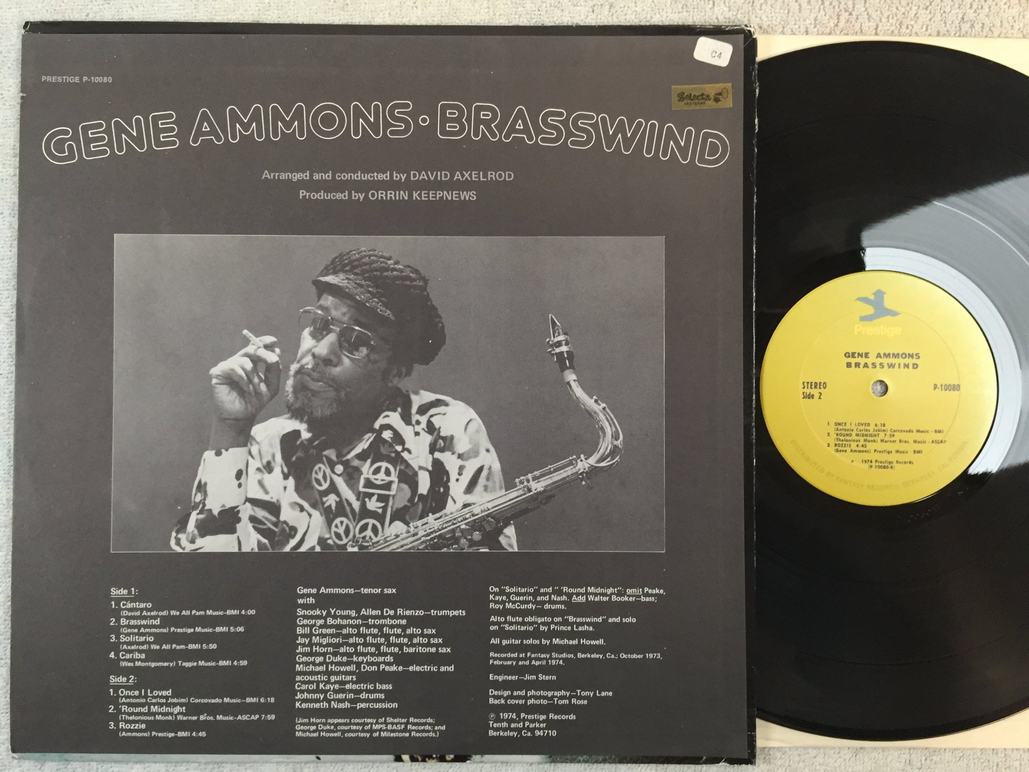 Omslagsbild för skivan GENE AMMONS brasswind LP -74 US PRESTIGE P-10080