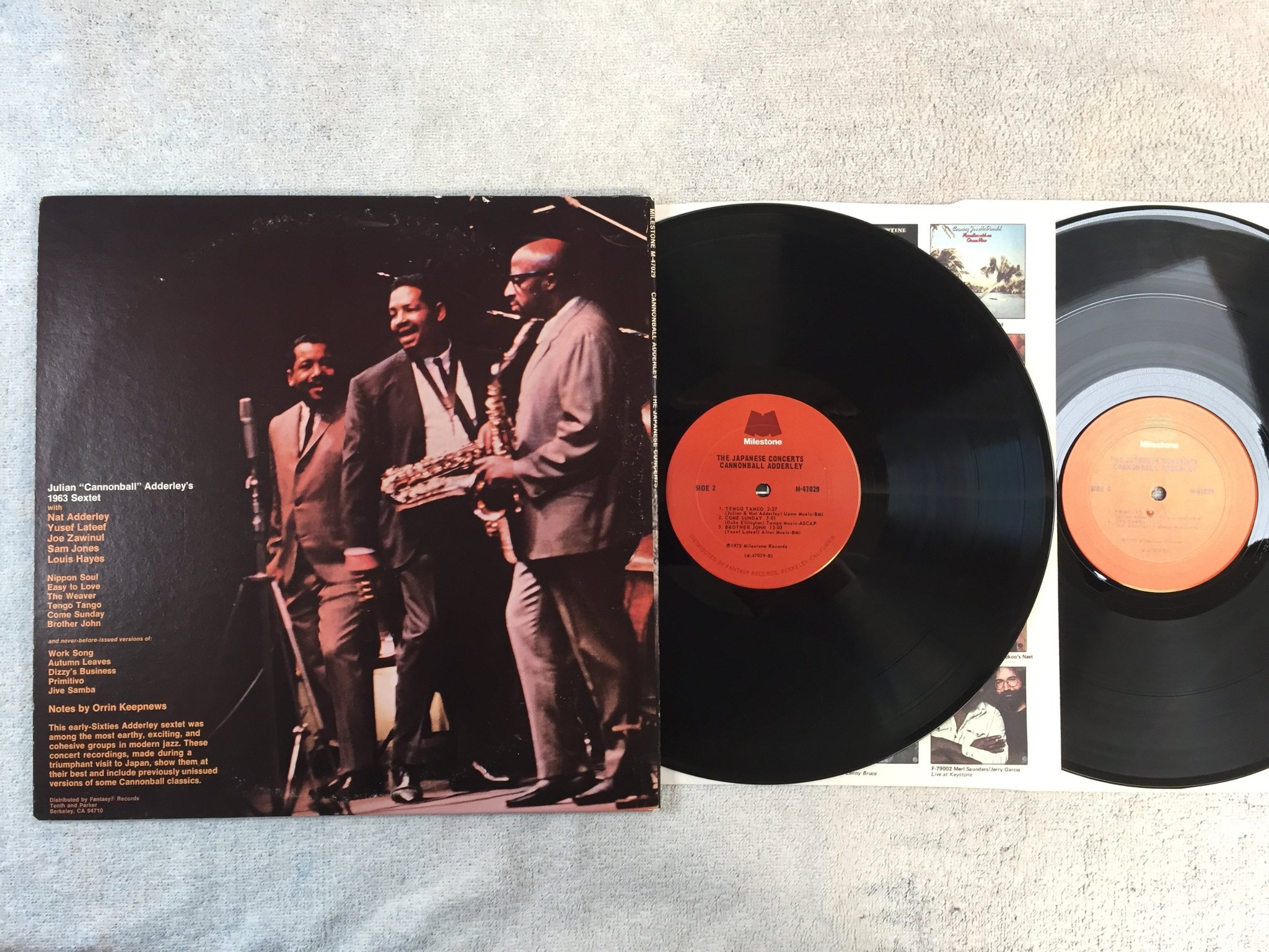 Omslagsbild för skivan CANNONBALL ADDERLEY The Japanese Concerts 2xLP -75 US MILESTONE M-47029