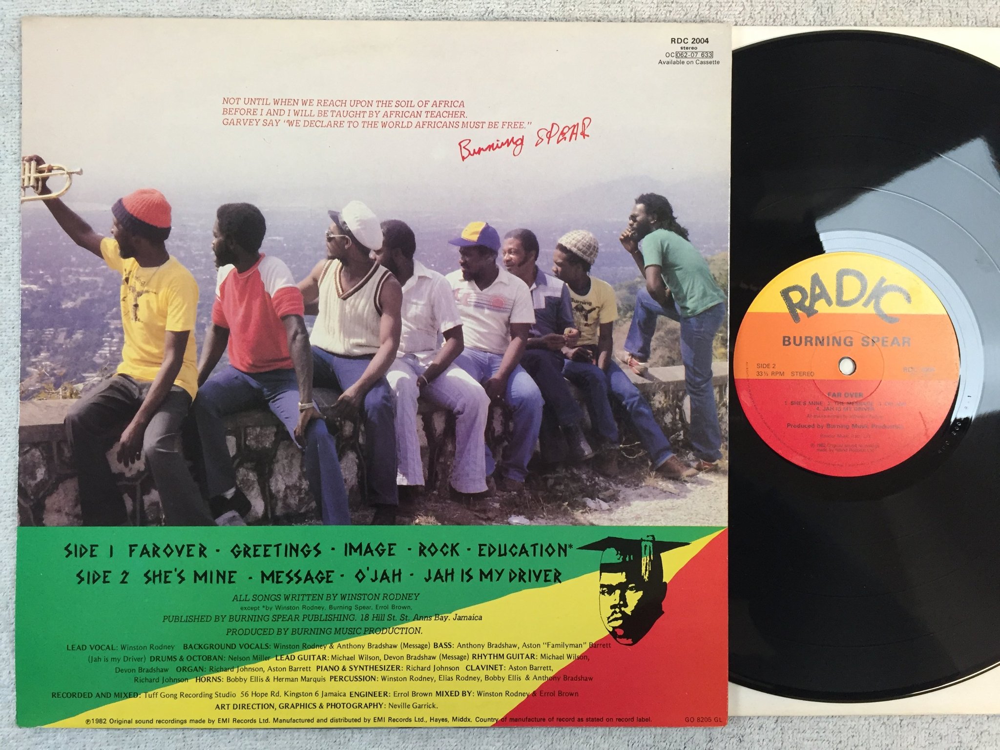 Omslagsbild för skivan BURNING SPEAR far over LP -82 UK RADIC RDC 2004