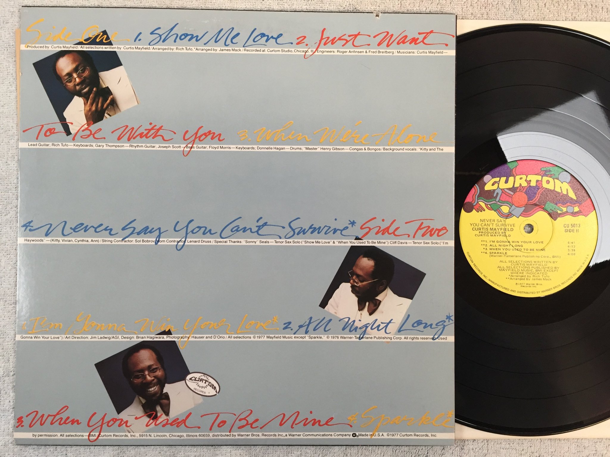 Omslagsbild för skivan CURTIS MAYFIELD never say you can't survive LP -77 US CURTOM CU 5013 soul
