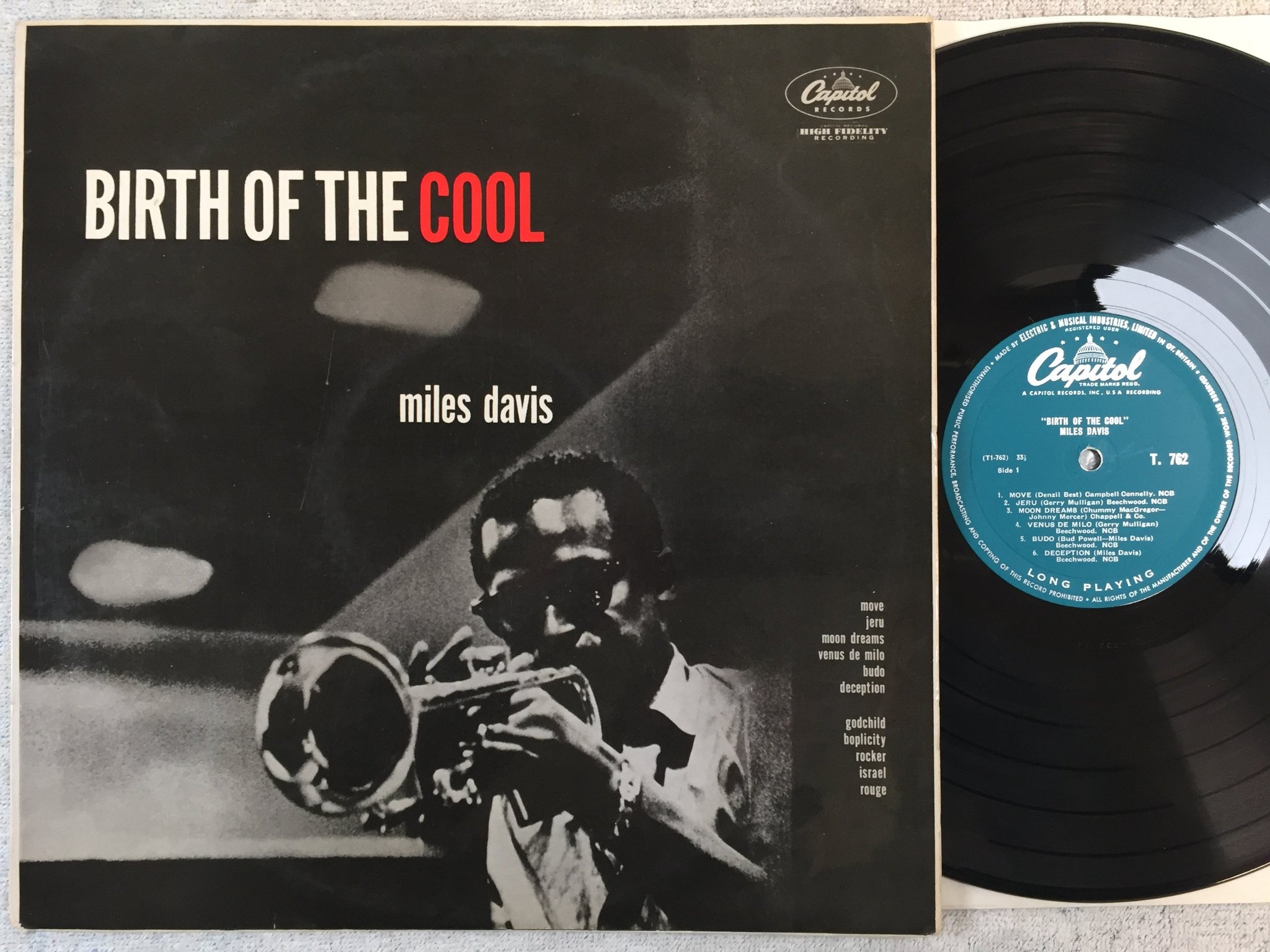 Omslagsbild för skivan MILES DAVIS birth of the cool LP -57 UK CAPITOL T 762 rare!