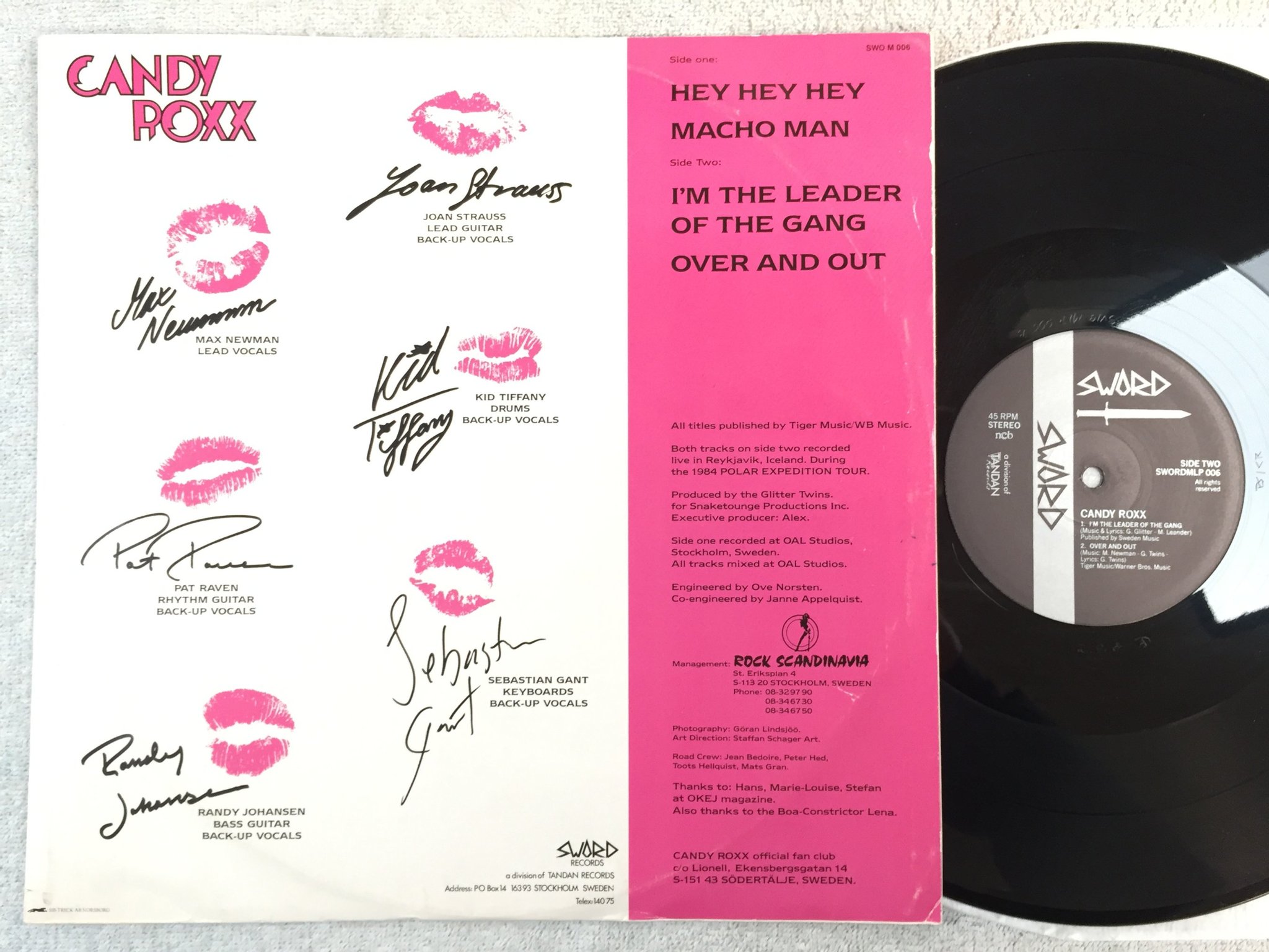 Omslagsbild för skivan CANDY ROXX Sex And Leather 12"ep -84 Swe SWORD M 006