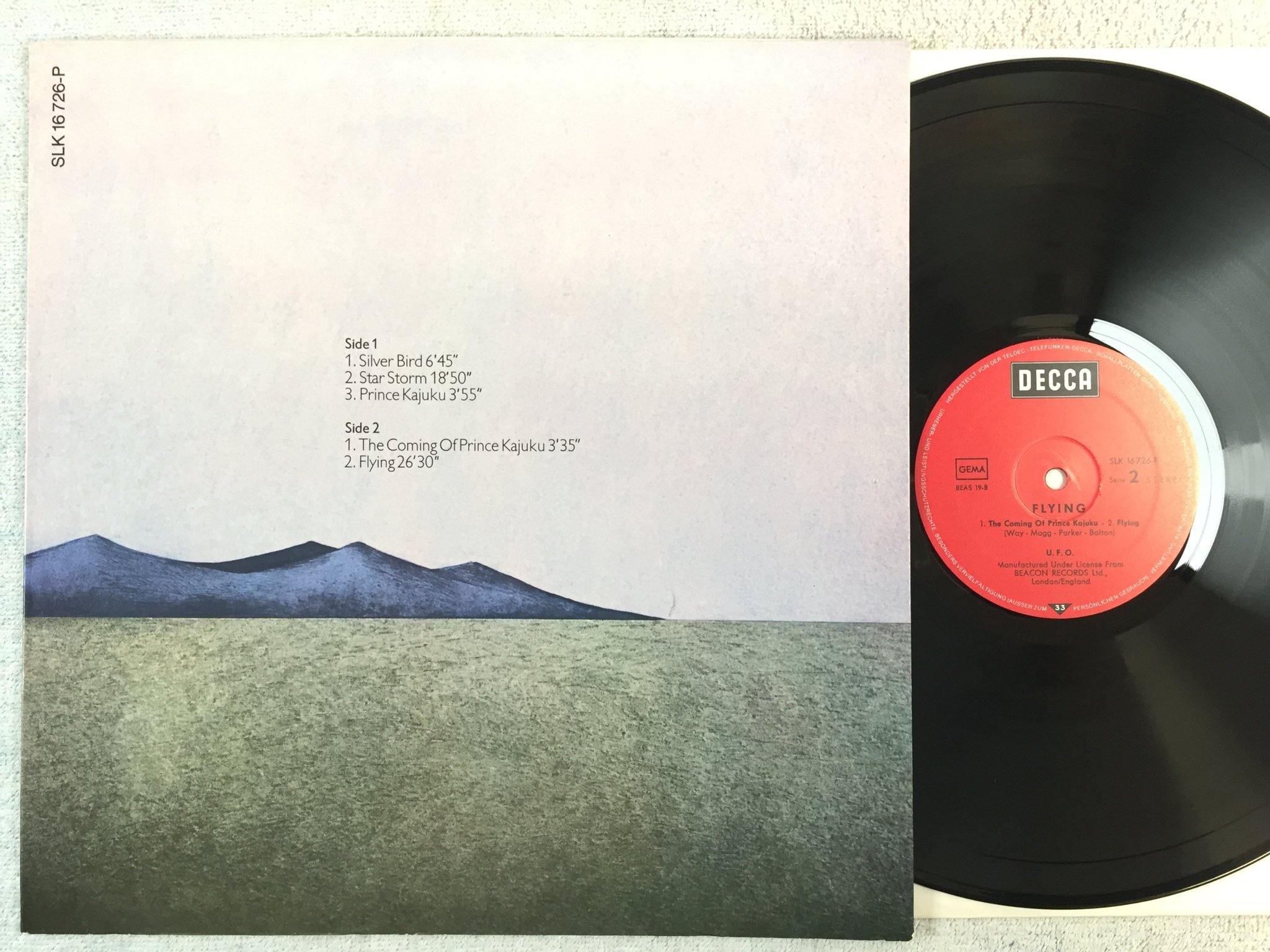 Omslagsbild för skivan UFO flying LP -71 Ger DECCA SLK 16 726-P CLASSIC SPACE ROCK ! ! 