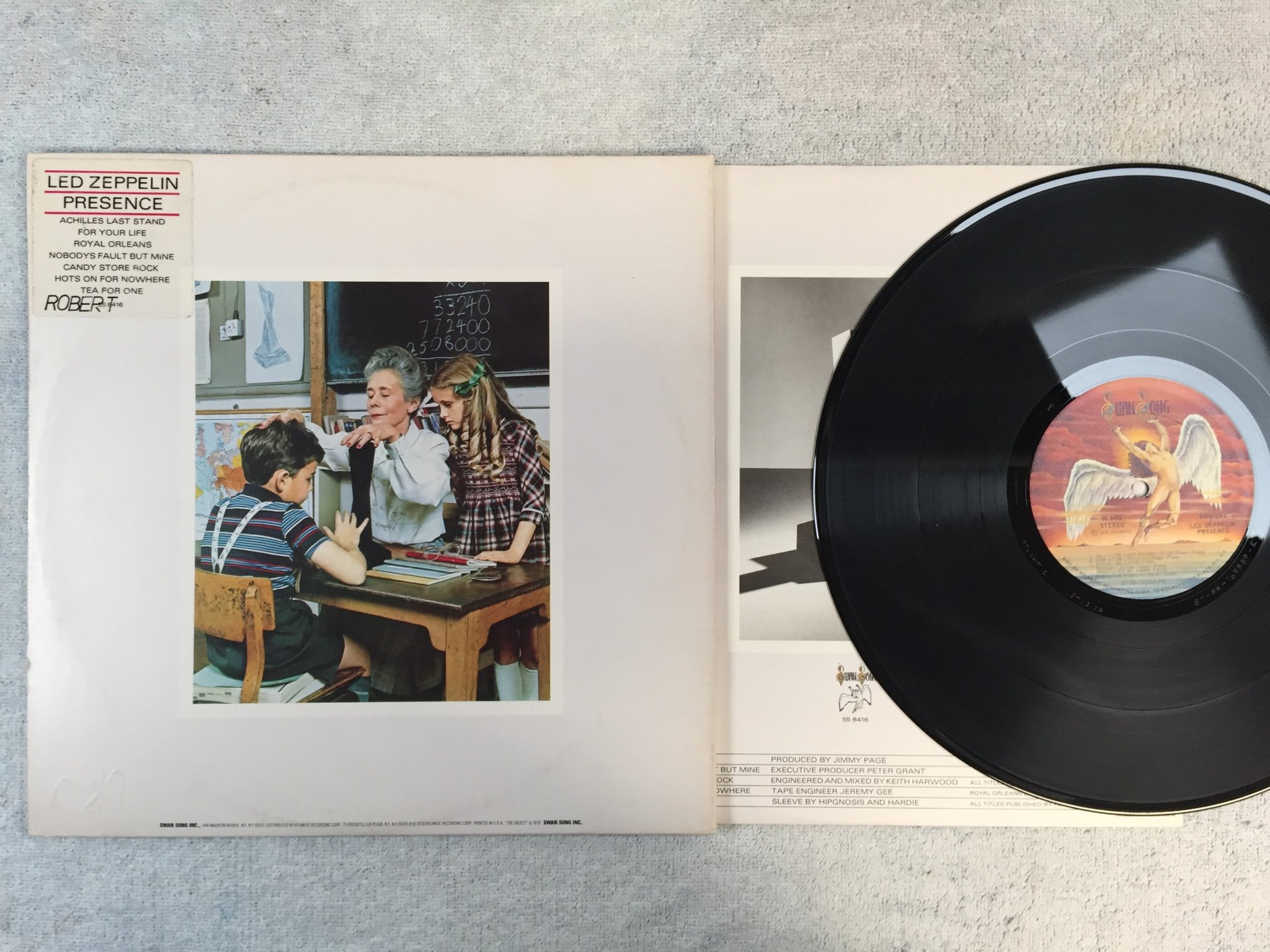 Omslagsbild för skivan LED ZEPPELIN presence LP -76 US SWAN SONG SS 8416 