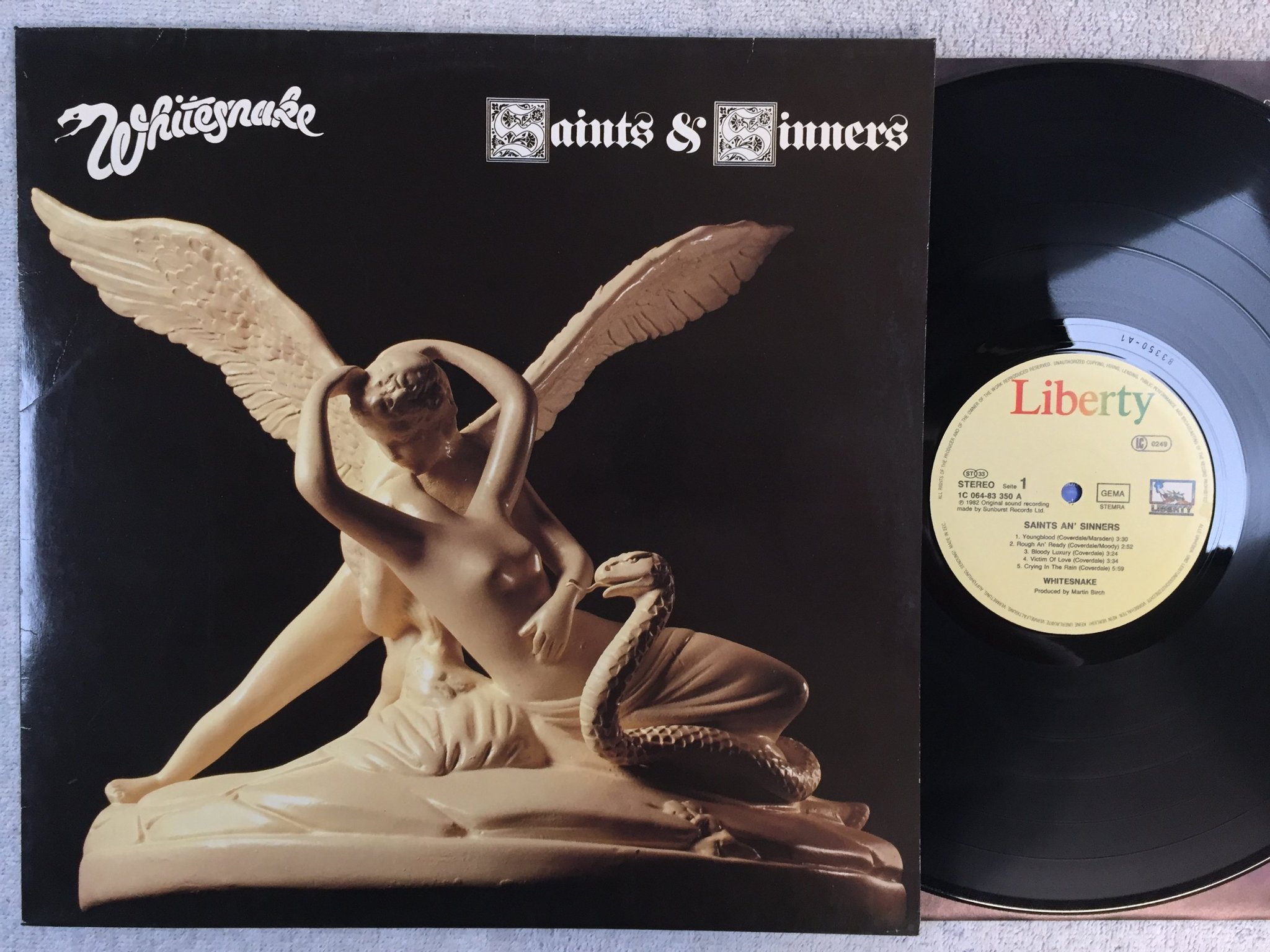 Omslagsbild för skivan WHITESNAKE saints an' sinners LP -82 Hol LIBERTY 1C 064-83350