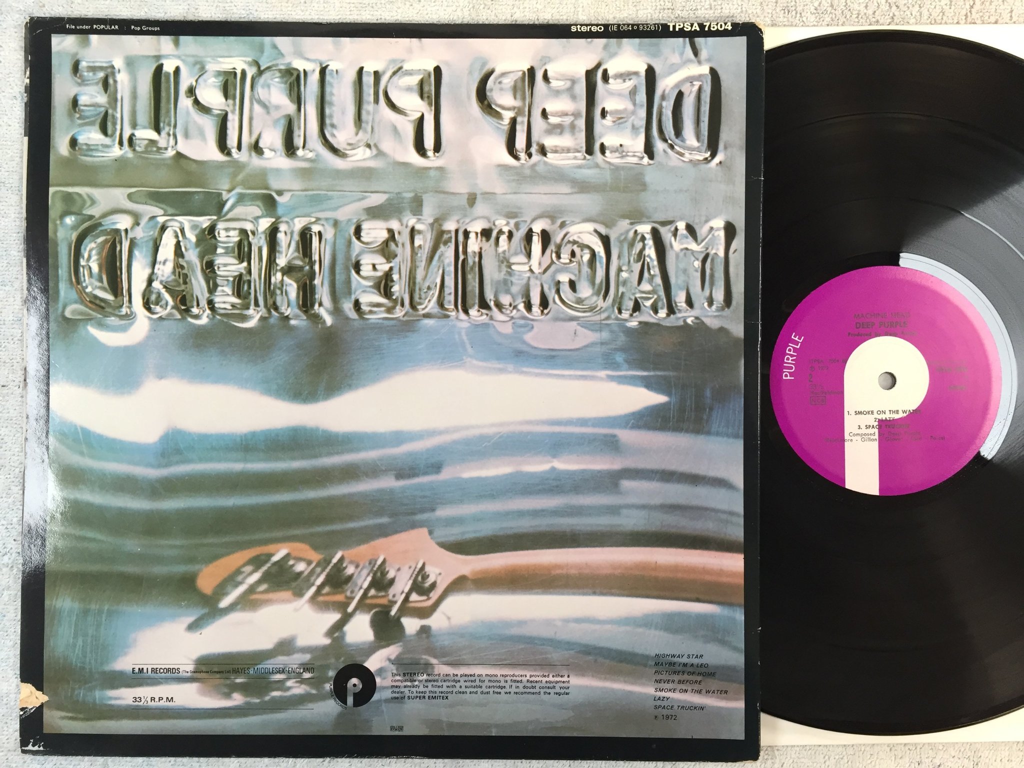 Omslagsbild för skivan DEEP PURPLE machine head LP Swe PURPLE TPSA 7504
