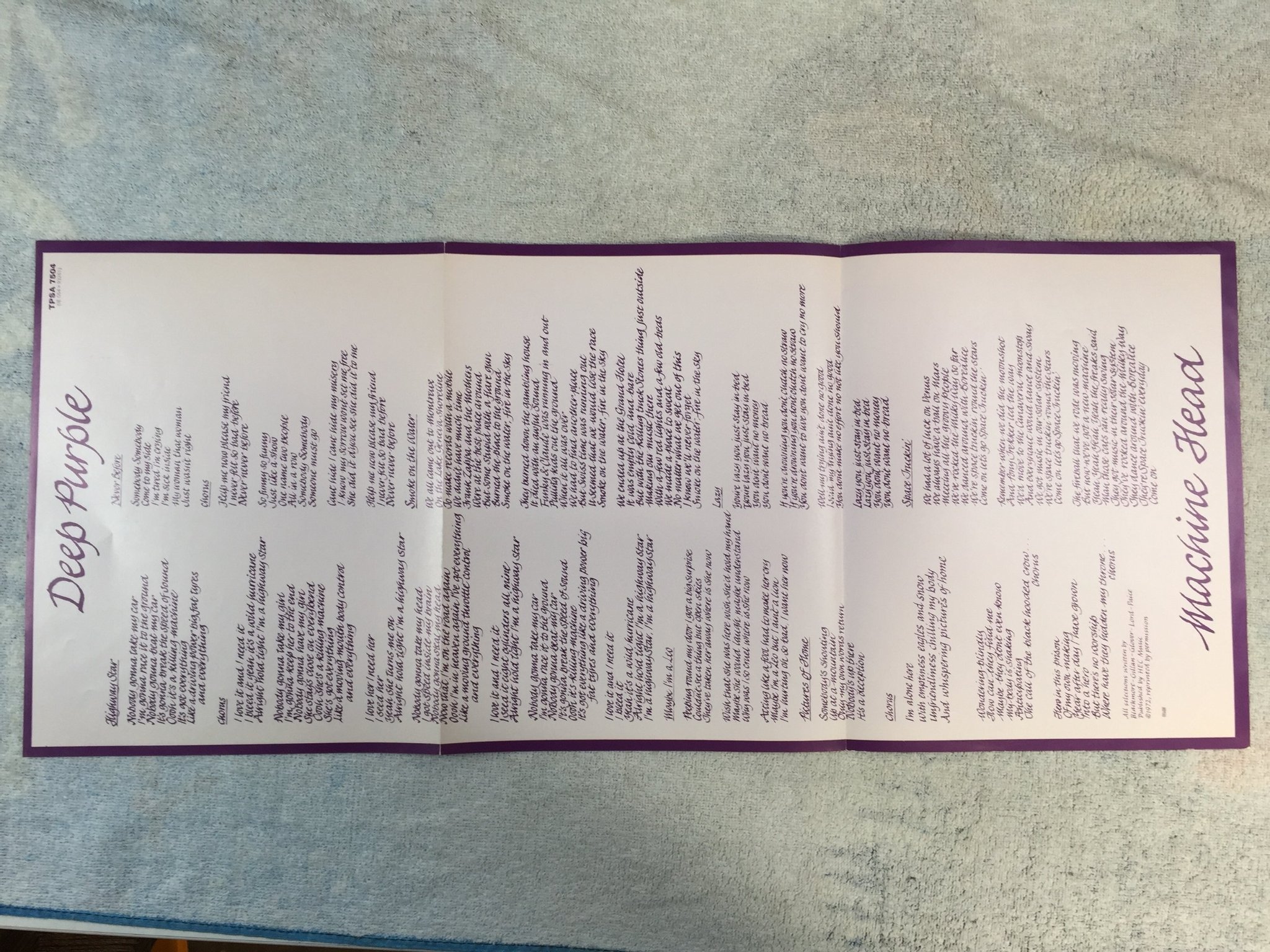 Omslagsbild för skivan DEEP PURPLE machine head LP Swe PURPLE TPSA 7504