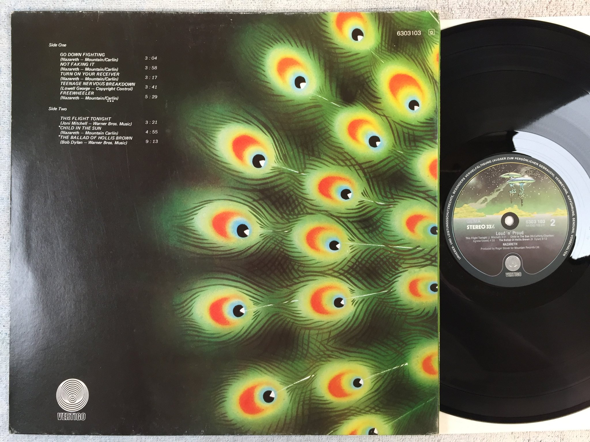 Omslagsbild för skivan NAZARETH loud n proud LP -74 Ger VERTIGO 6303 103