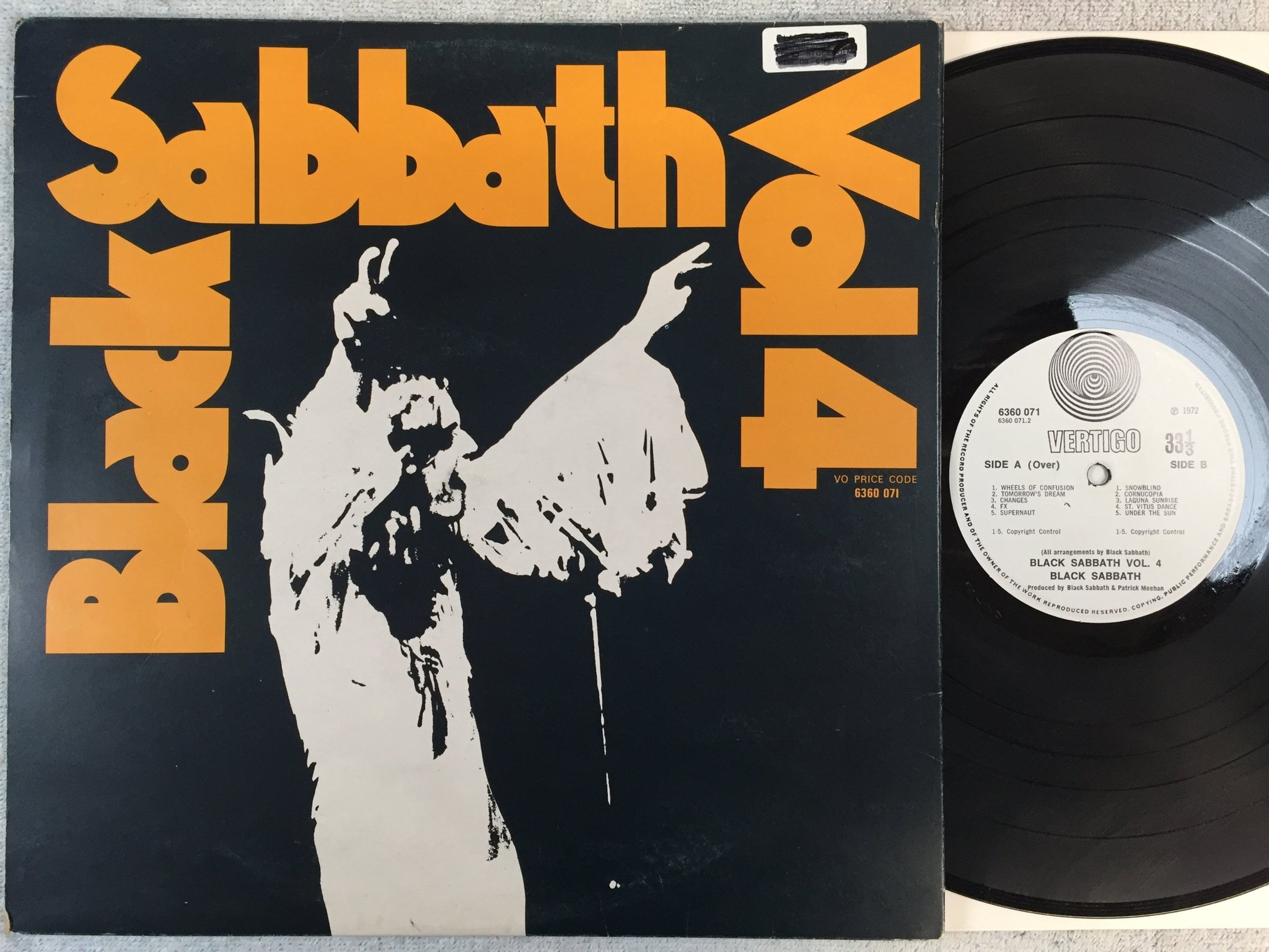 Omslagsbild för skivan BLACK SABBATH vol 4 LP -72 UK VERTIGO swirl 6360 071 rare!