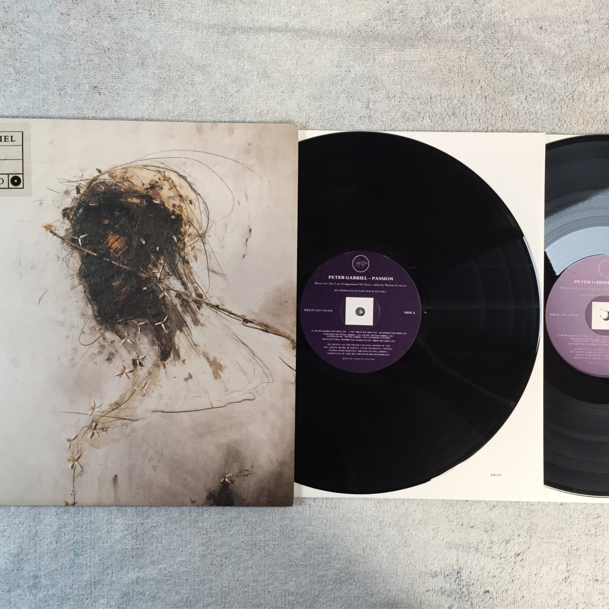 Omslagsbild för skivan PETER GABRIEL passion 2xLP -89 Euro REAL WORLD RWLP1