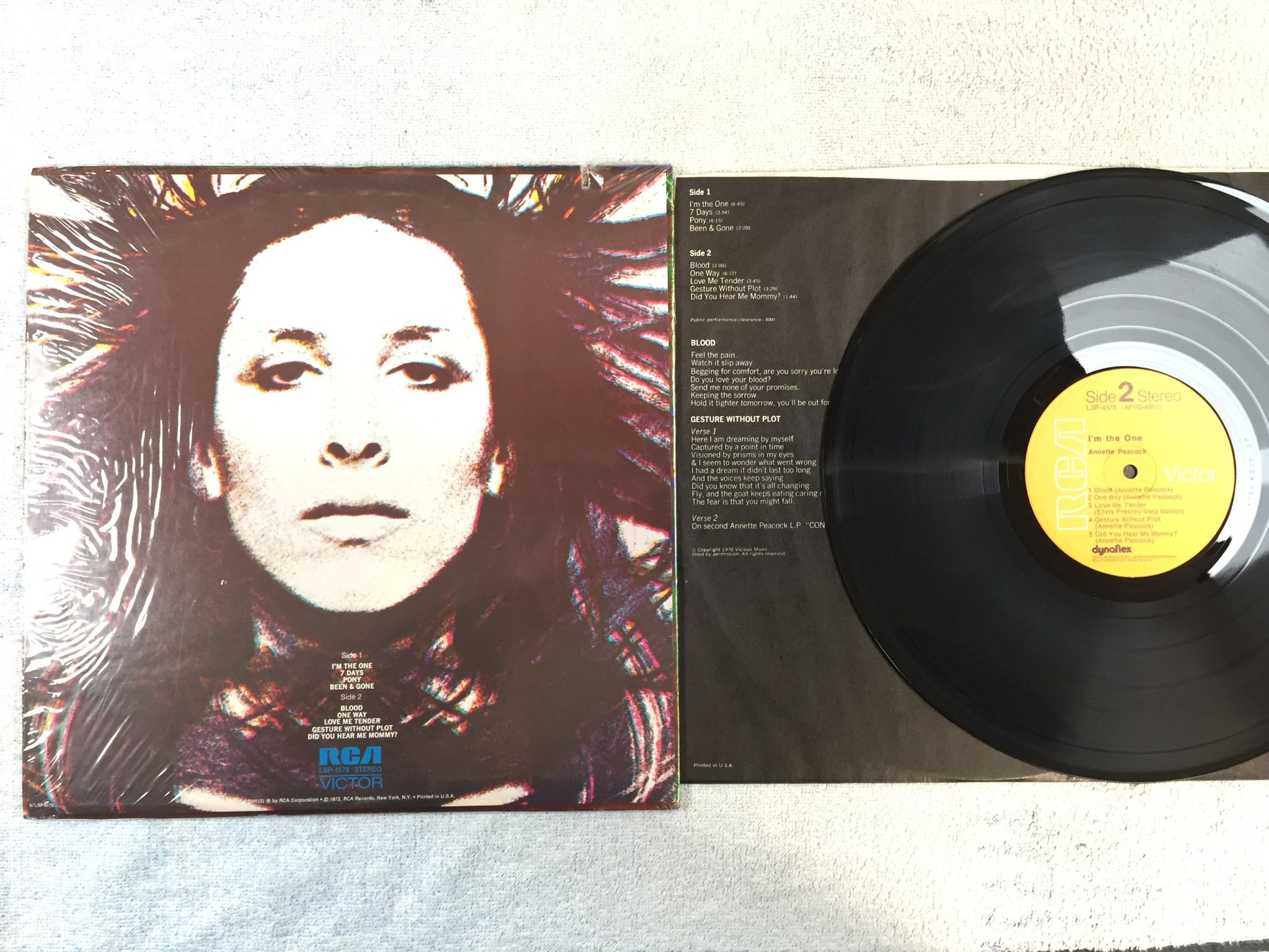 Omslagsbild för skivan ANNETTE PEACOCK I'm the one LP -72 US RCA LSP-4578 RARE!!