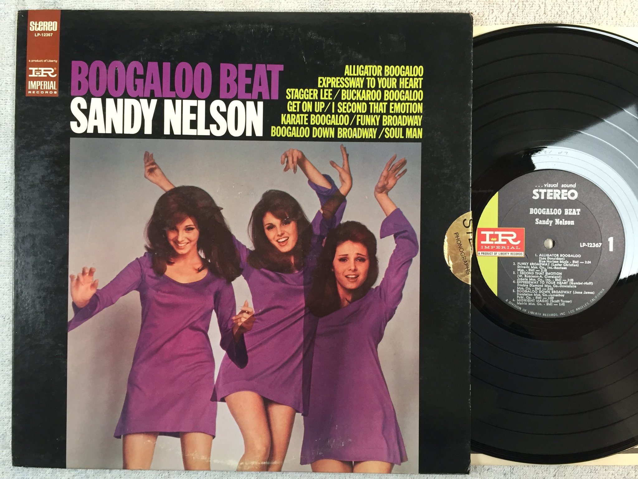 Omslagsbild för skivan SANDY NELSON boogaloo beat LP US IMPERIAL LP-12367