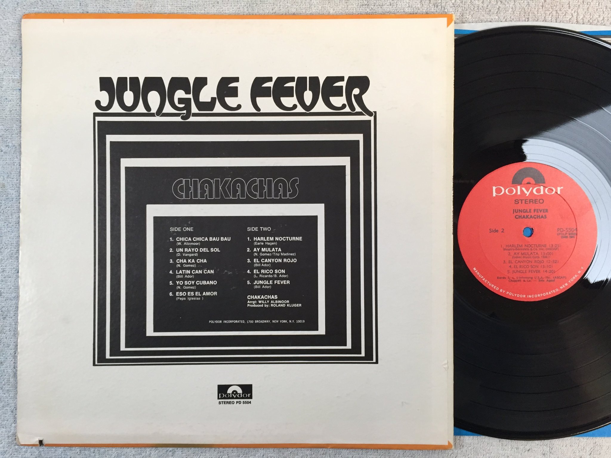 Omslagsbild för skivan CHAKACHAS jungle fever LP -72 US POLYDOR PD 5504