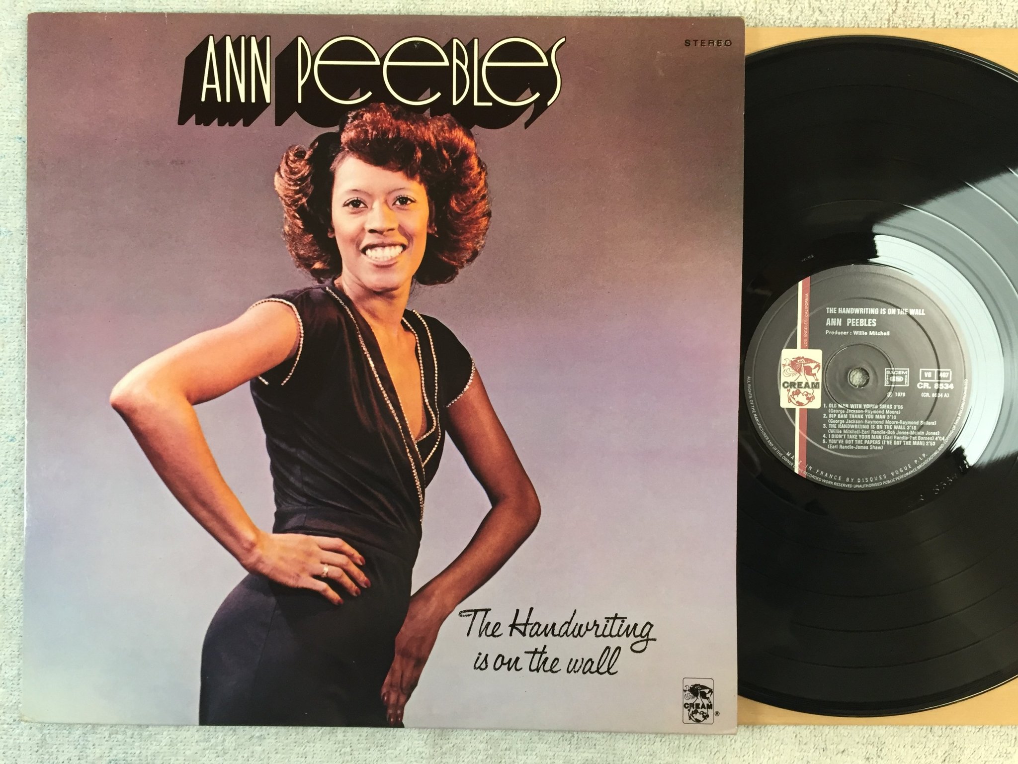 Omslagsbild för skivan ANN PEEBLES the handwriting on the wall LP Fra CREAM CR 8534