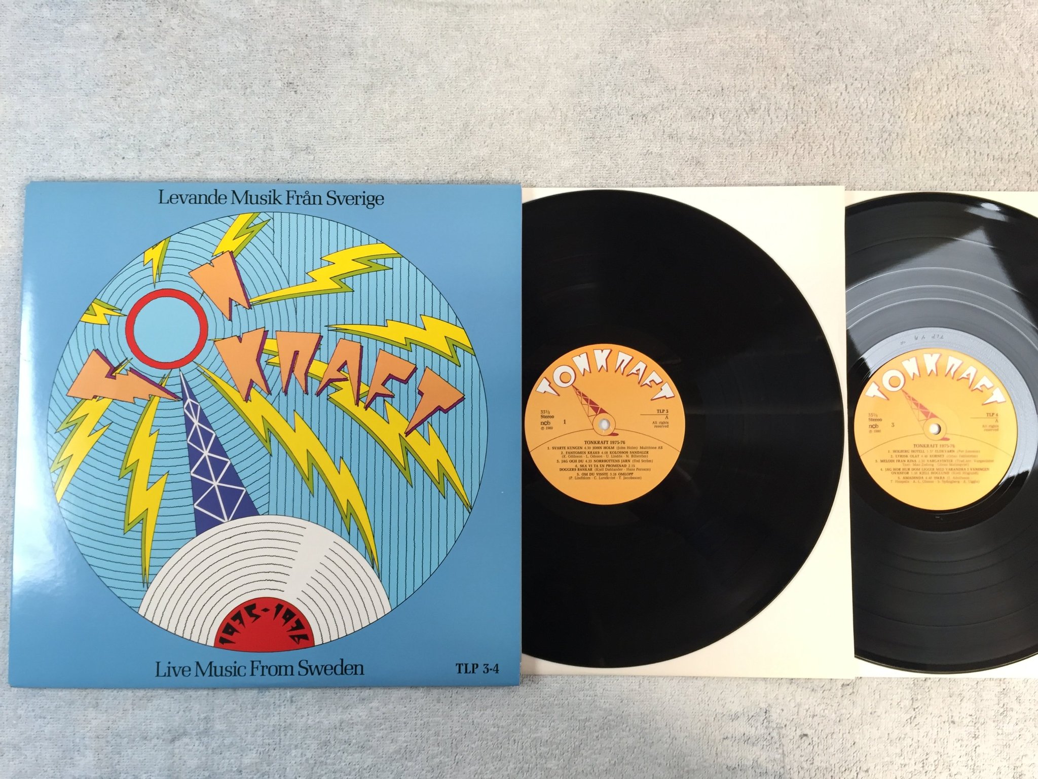 Omslagsbild för skivan V/A tonkraft 1975-76 2xLP -80 KJELL HÖGLUND Fläsket Brinner ELDA MED HÖNS m.fl.