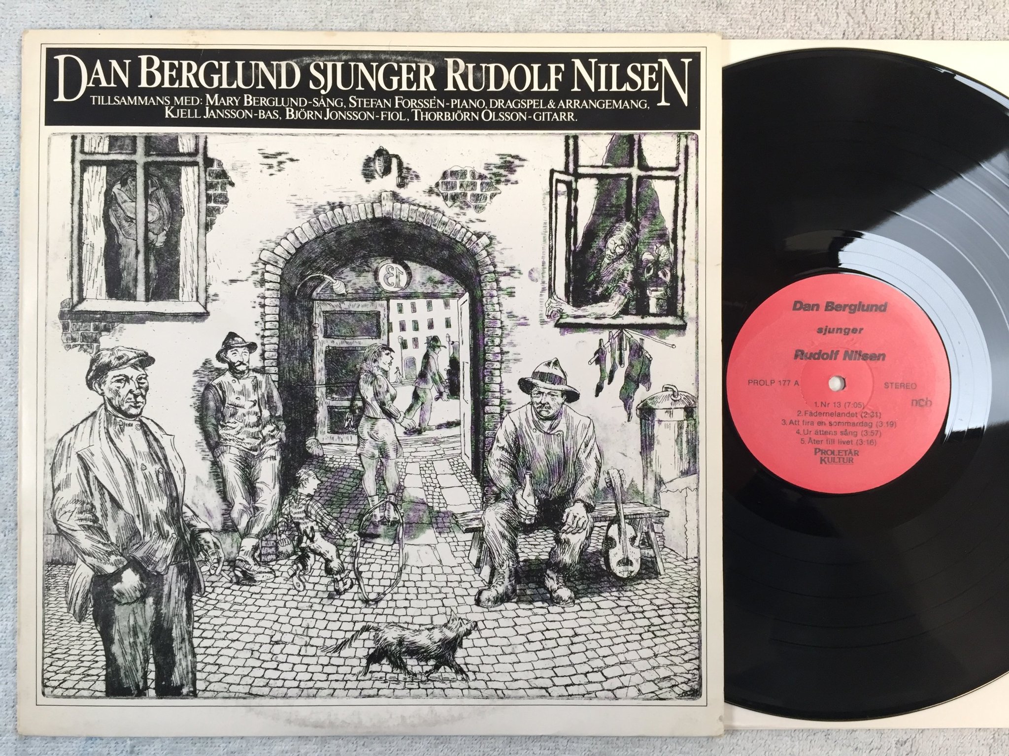 Omslagsbild för skivan DAN BERGLUND sjunger Rudolf Nilsen LP Swe PROLETÄR KULTUR PROLP 177