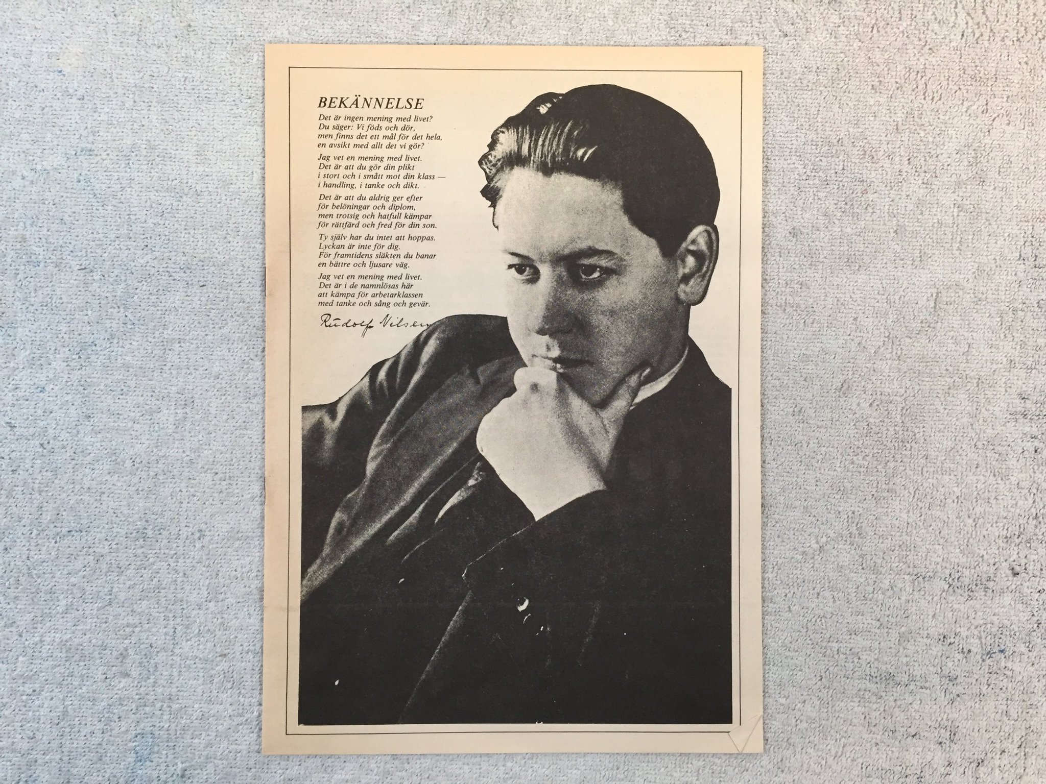 Omslagsbild för skivan DAN BERGLUND sjunger Rudolf Nilsen LP Swe PROLETÄR KULTUR PROLP 177