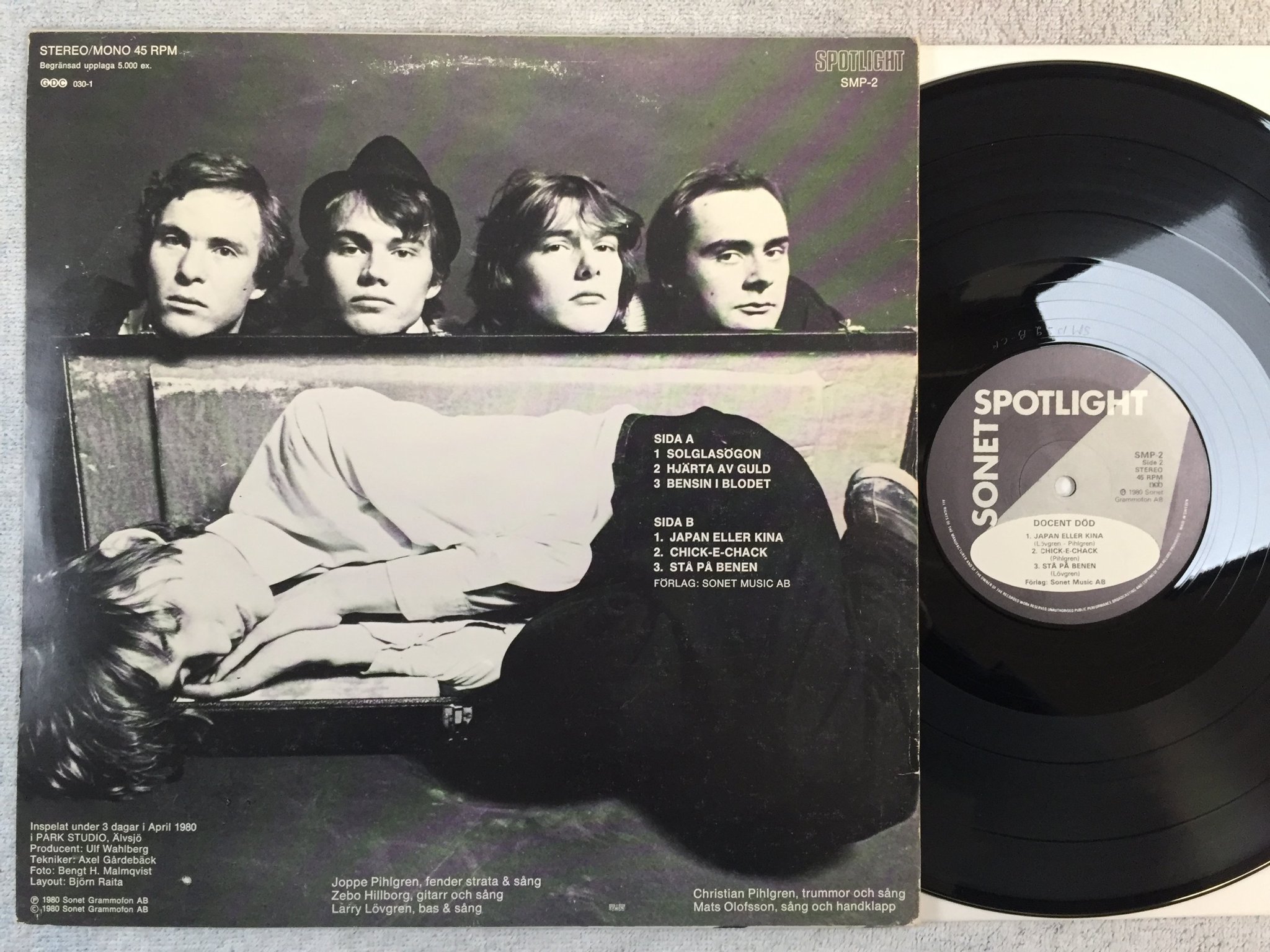 Omslagsbild för skivan DOCENT DÖD s/t LP -80 Swe SONET SMP-2