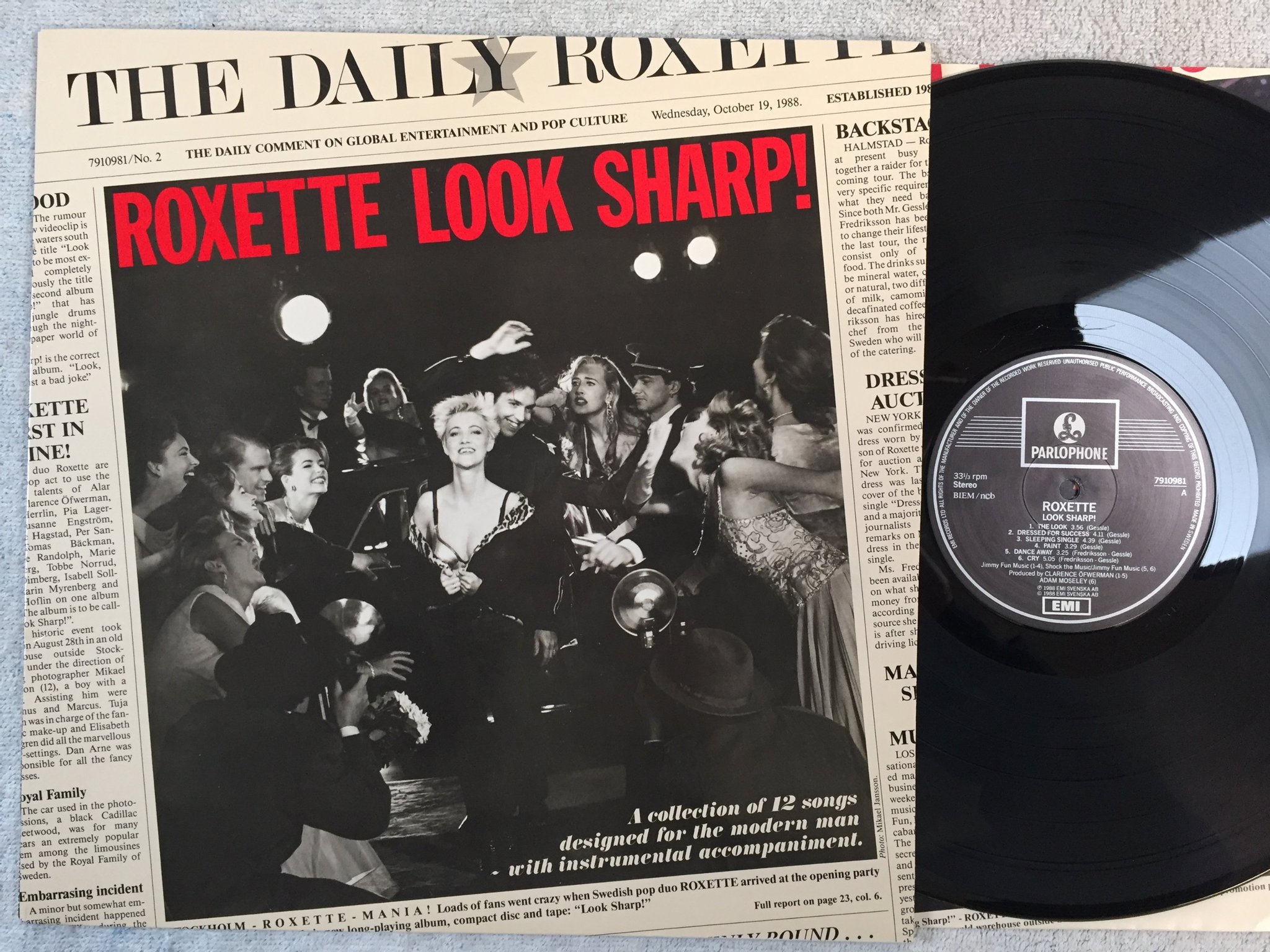 Omslagsbild för skivan ROXETTE look sharp LP -88 Swe PARLOPHONE 7910981