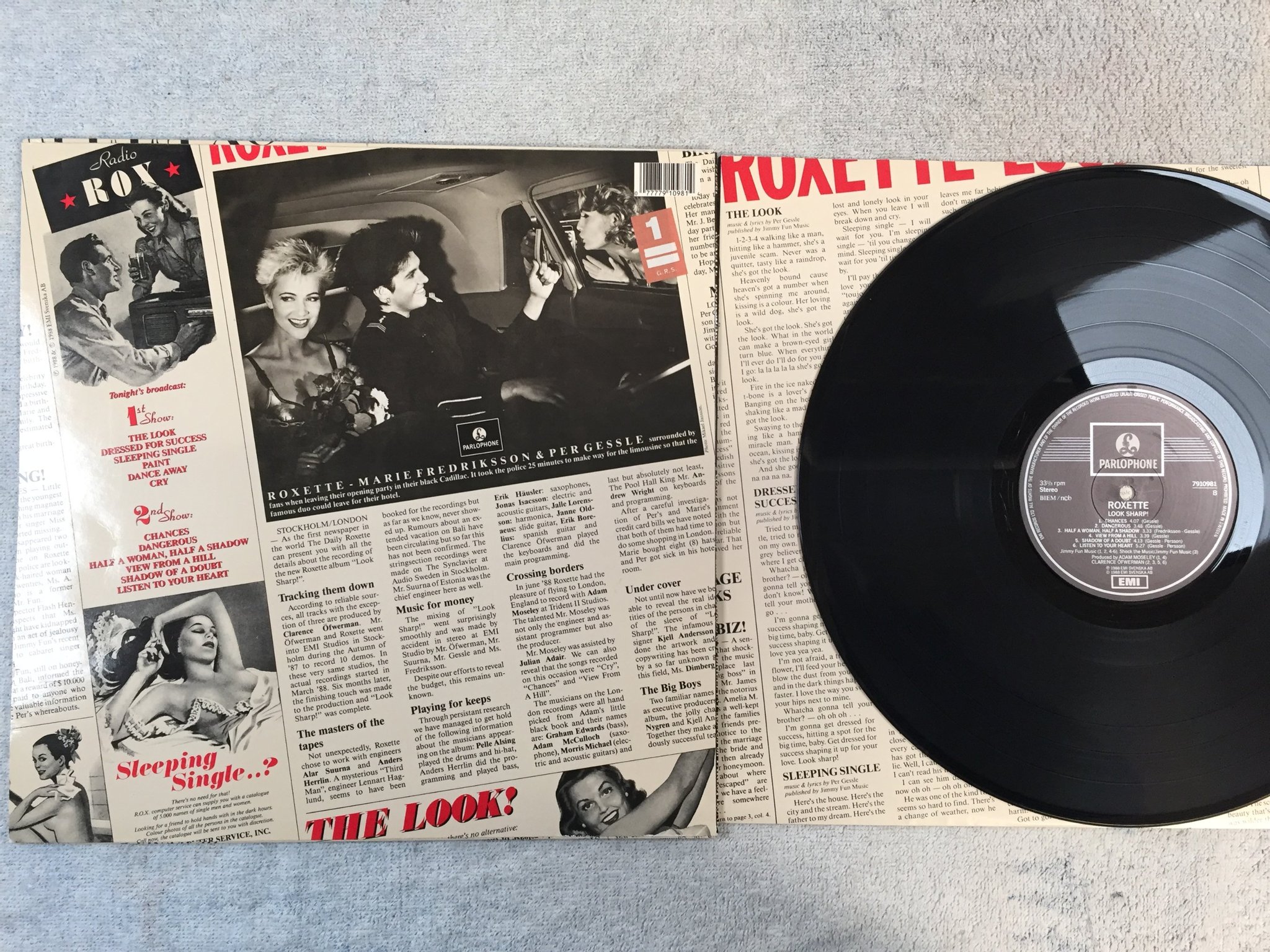 Omslagsbild för skivan ROXETTE look sharp LP -88 Swe PARLOPHONE 7910981