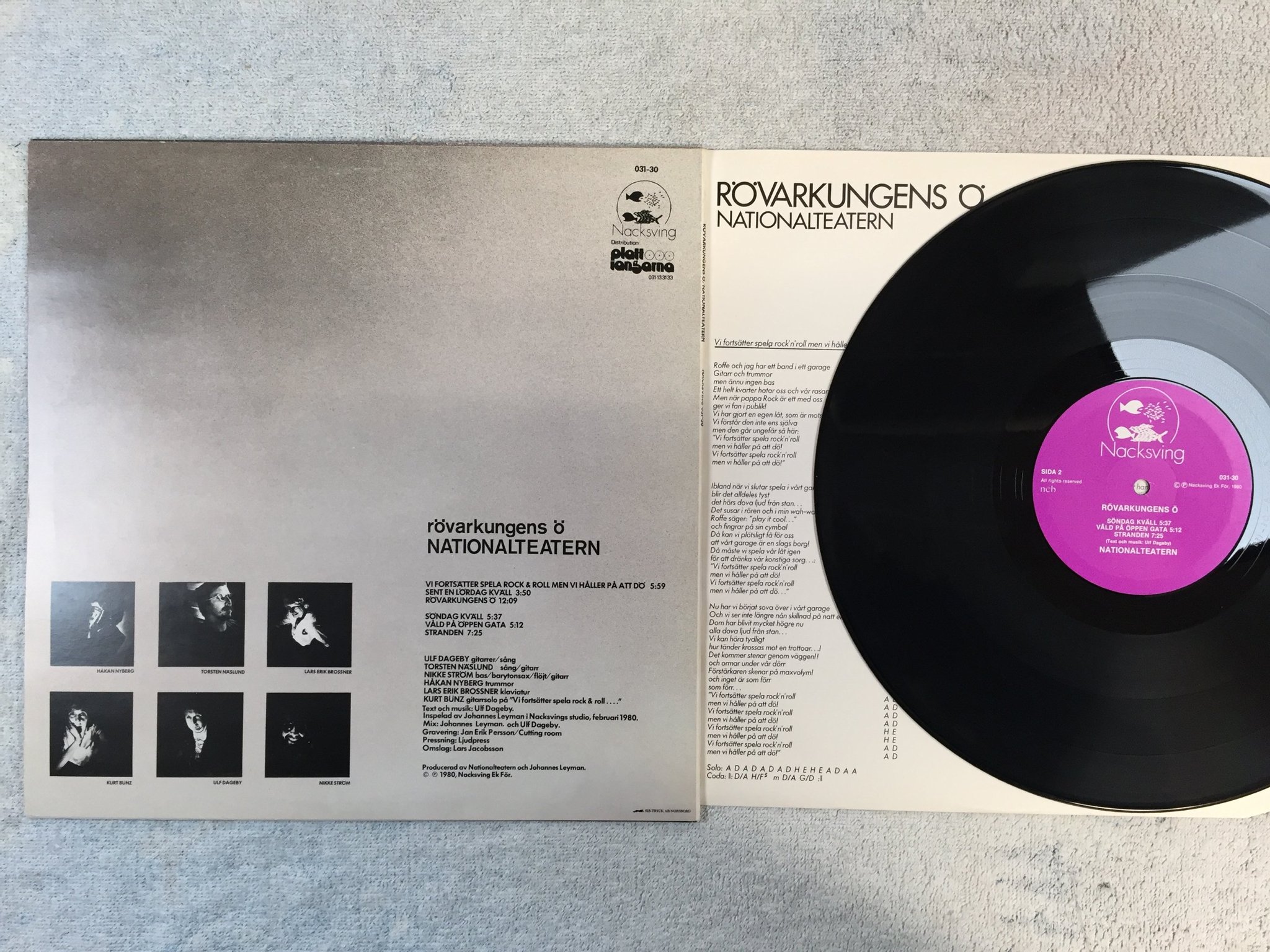 Omslagsbild för skivan NATIONALTEATERN rövarkungens ö LP -80 Swe NACKSVING 031-30 