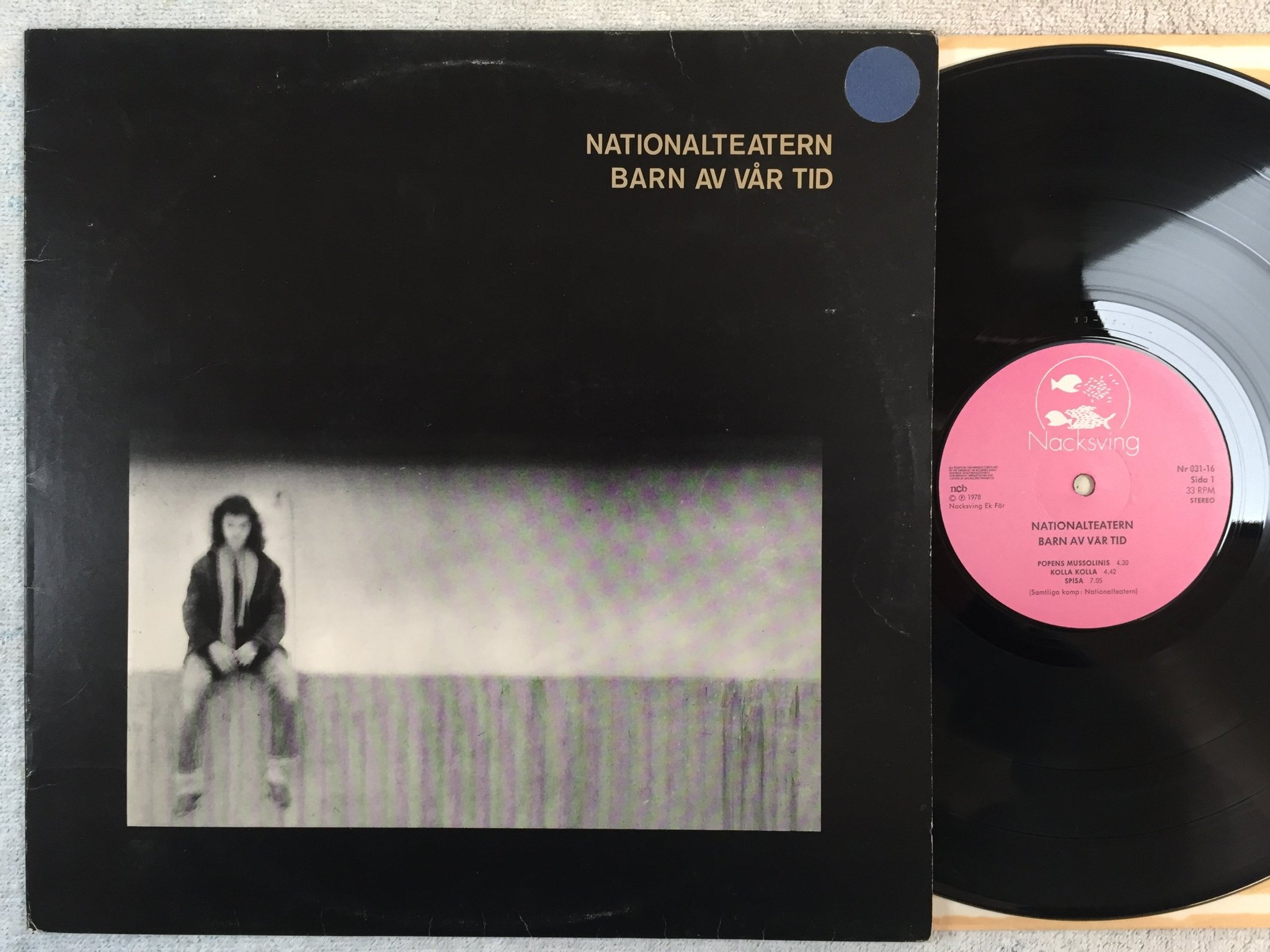 Omslagsbild för skivan NATIONALTEATERN barn av vår tid LP -78 Swe NACKSVING 031-16 kolla kolla ! ! 