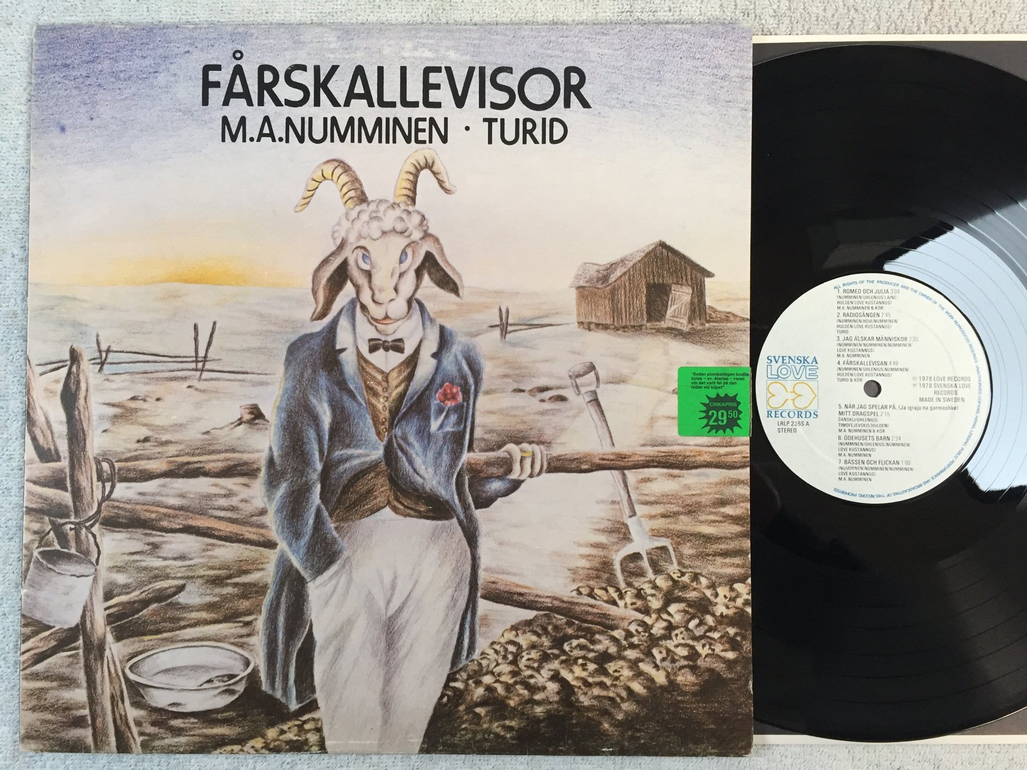 Omslagsbild för skivan M.A. NUMMINEN & TURID fårskallevisor LP -78 Swe SVENSKA LOVE LRLP 236S