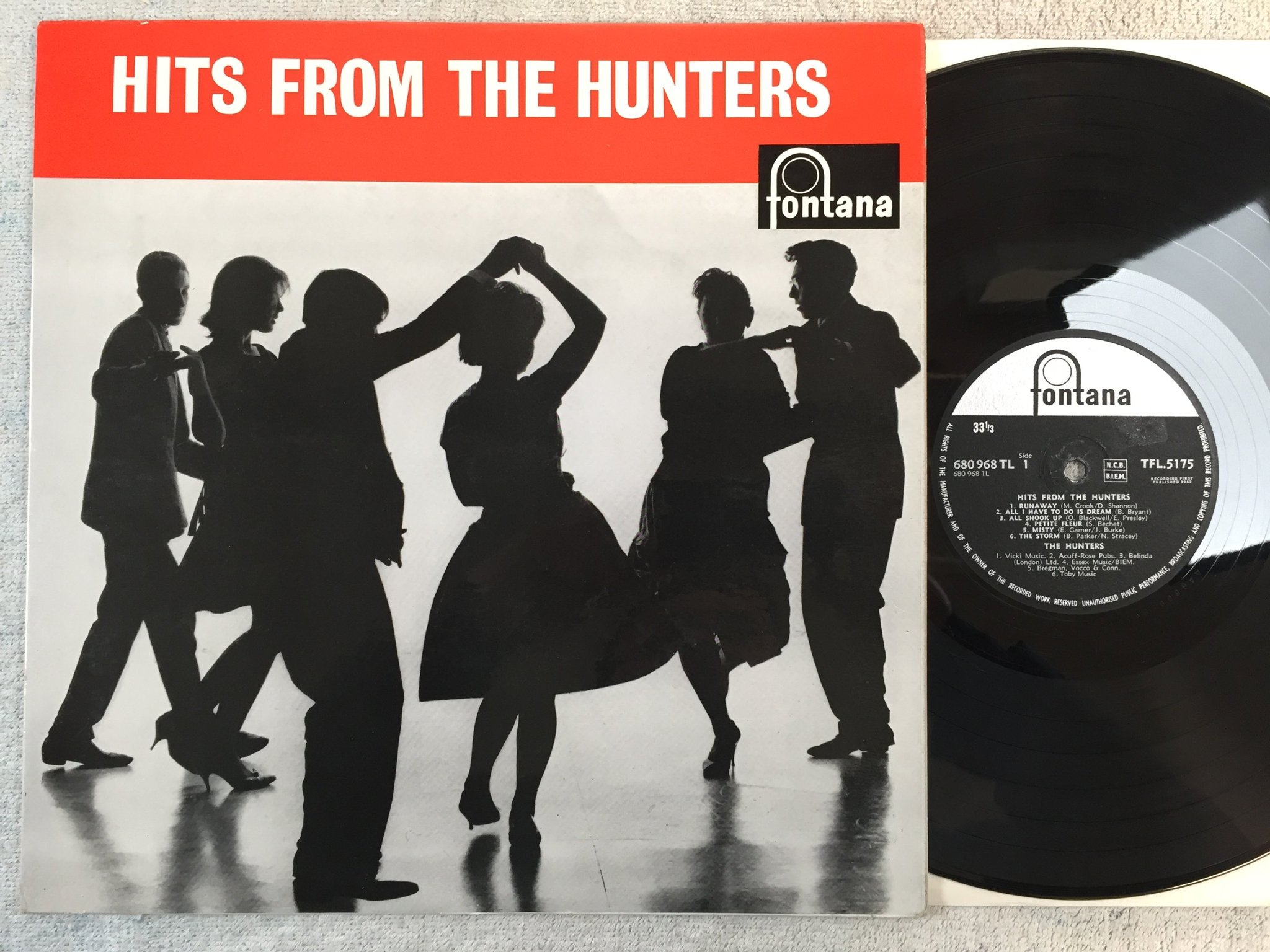 Omslagsbild för skivan THE HUNTERS hits from the hunters LP -62 UK FONTANA TFL 5175