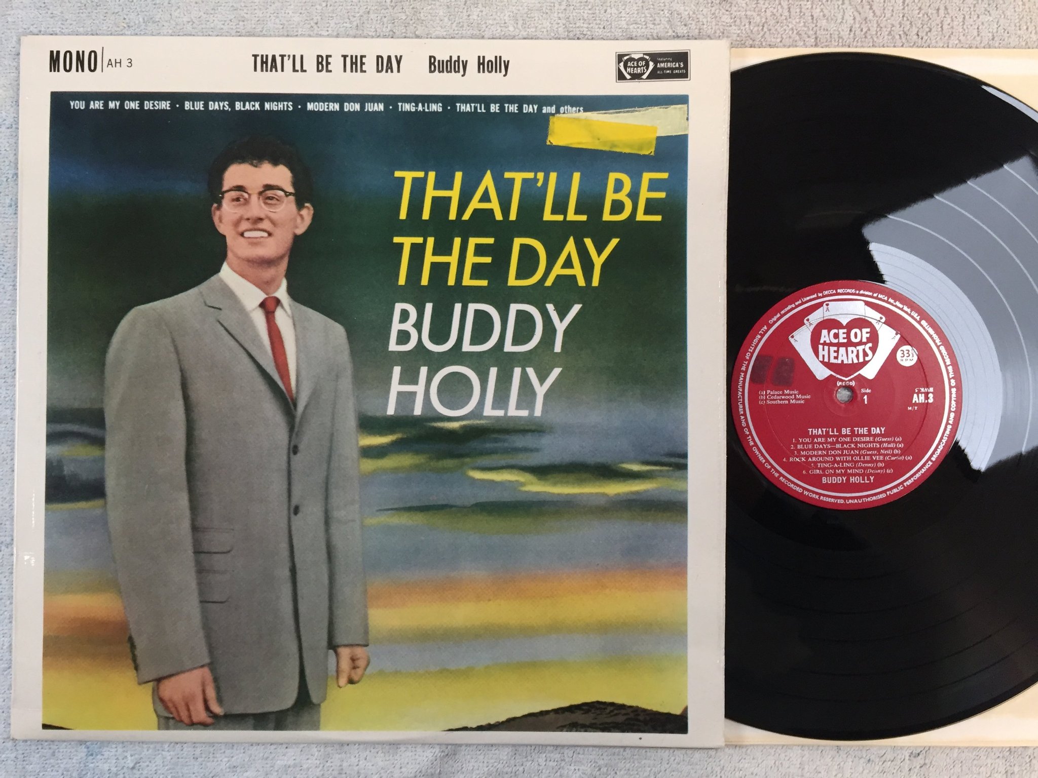 Omslagsbild för skivan BUDDY HOLLY that'll be the day LP -61 UK ACE OF HEARTS AH 3