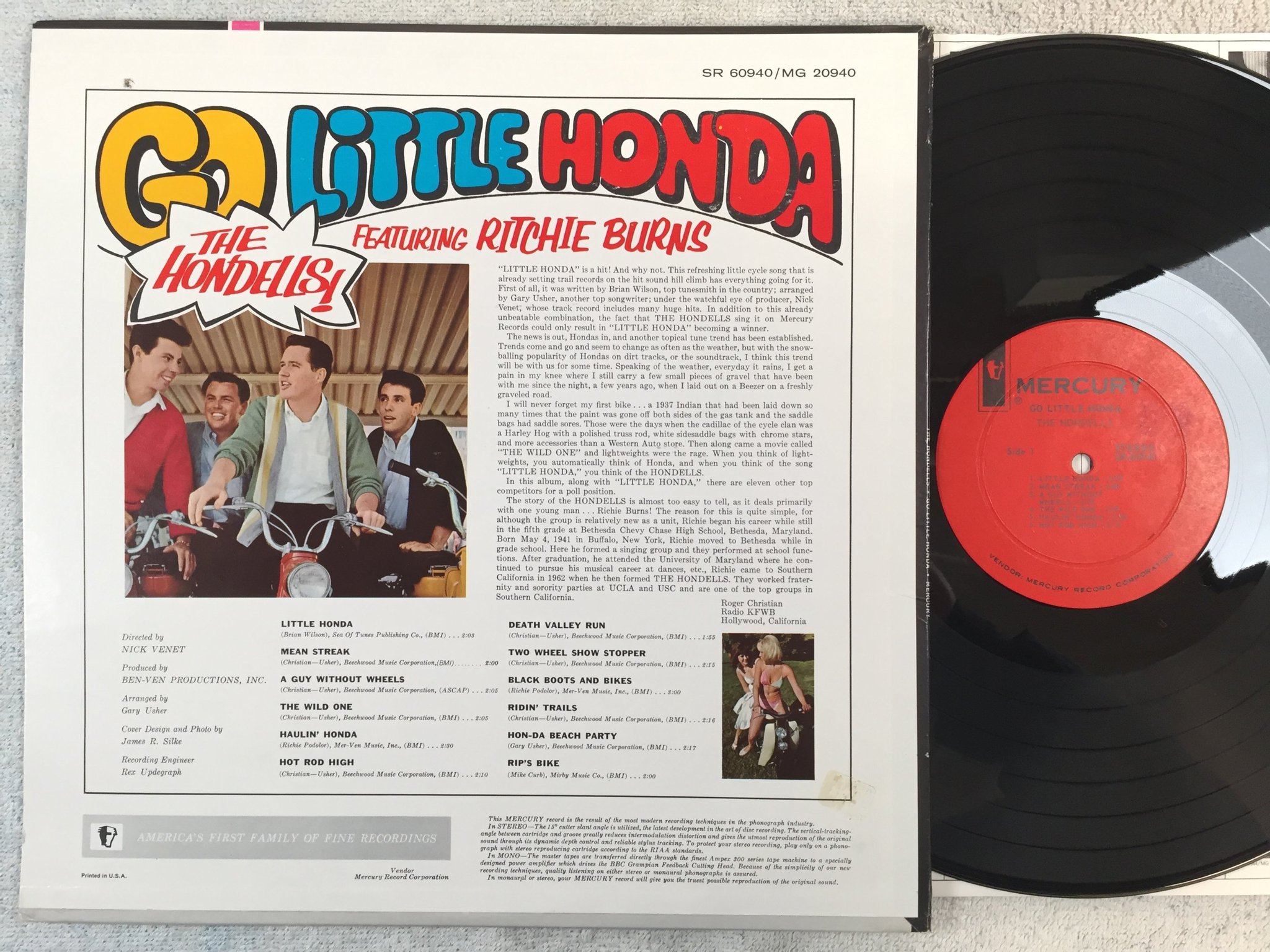 Omslagsbild för skivan THE HONDELLS go little Honda LP -64 US MERCURY SR 60940 surf rock